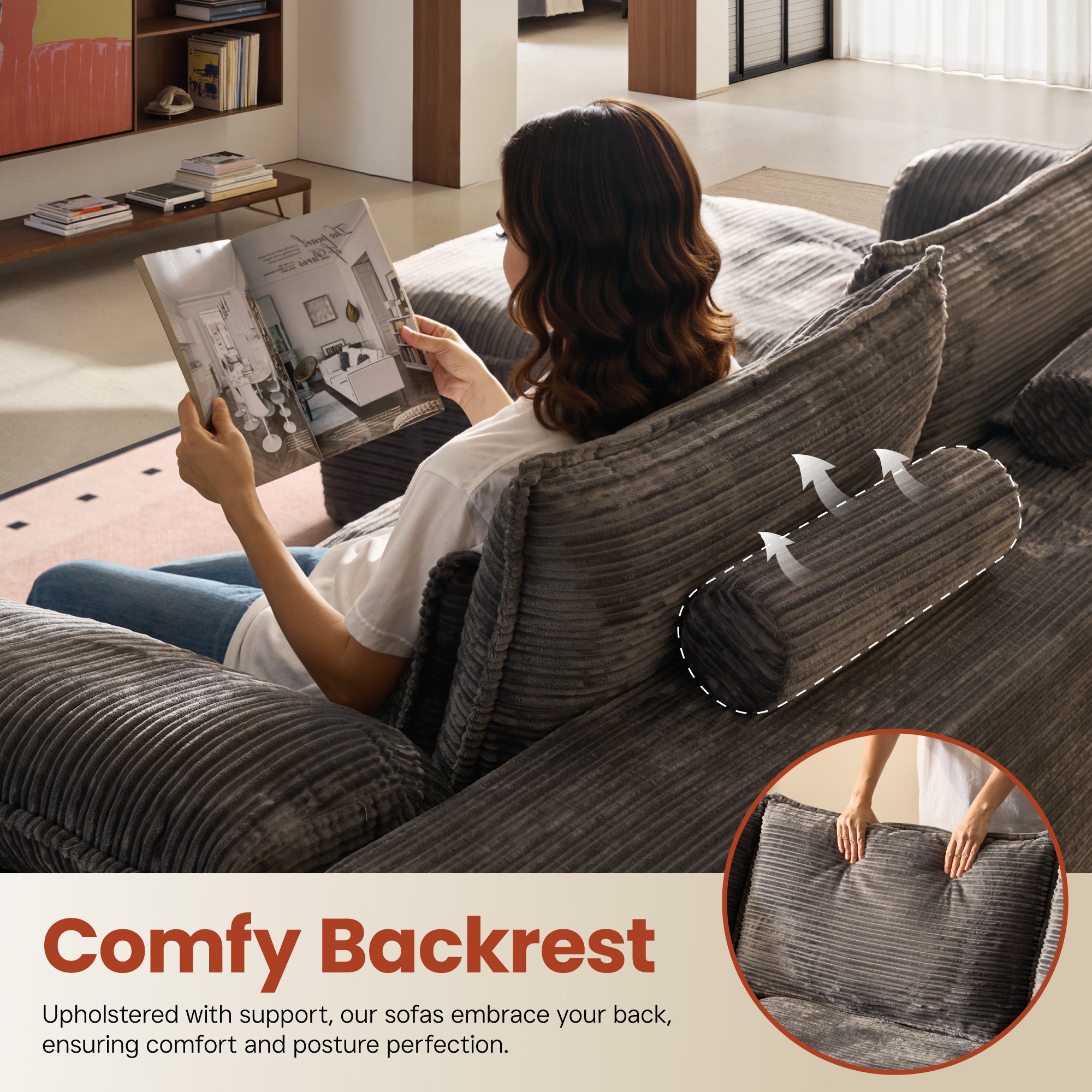 OVIOS 105" Modular Sectional Sofa with Chaise,Deep Seat Cloud Couch, Modern L-Shape