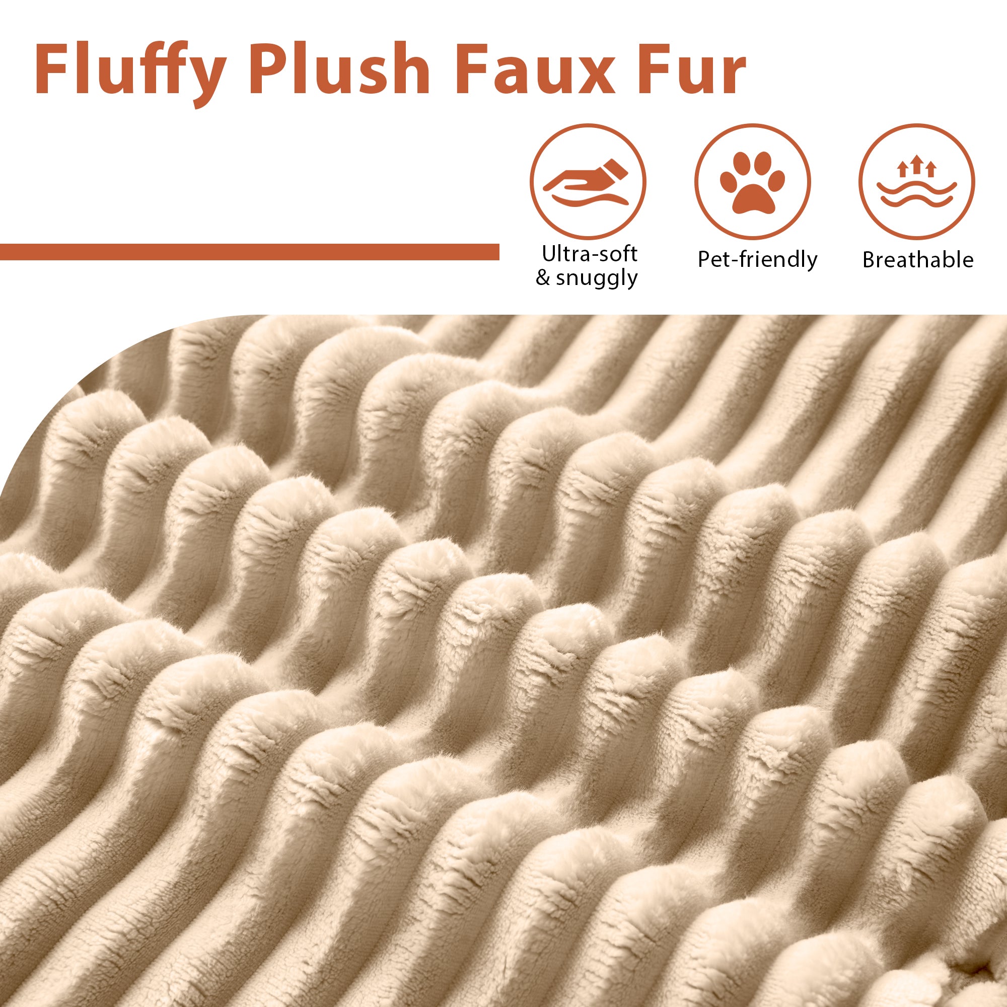 Beige plush corduroy fabric with wavy texture, ultra-soft, pet-friendly, and breathable for OVIOS modular couch.Beige Corduroy C