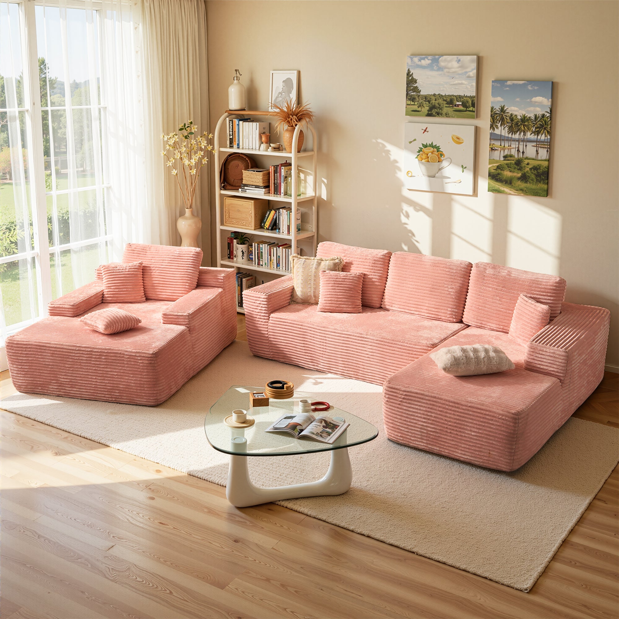 OVIOS Cloud Sectional Couch with Comfy Chaise