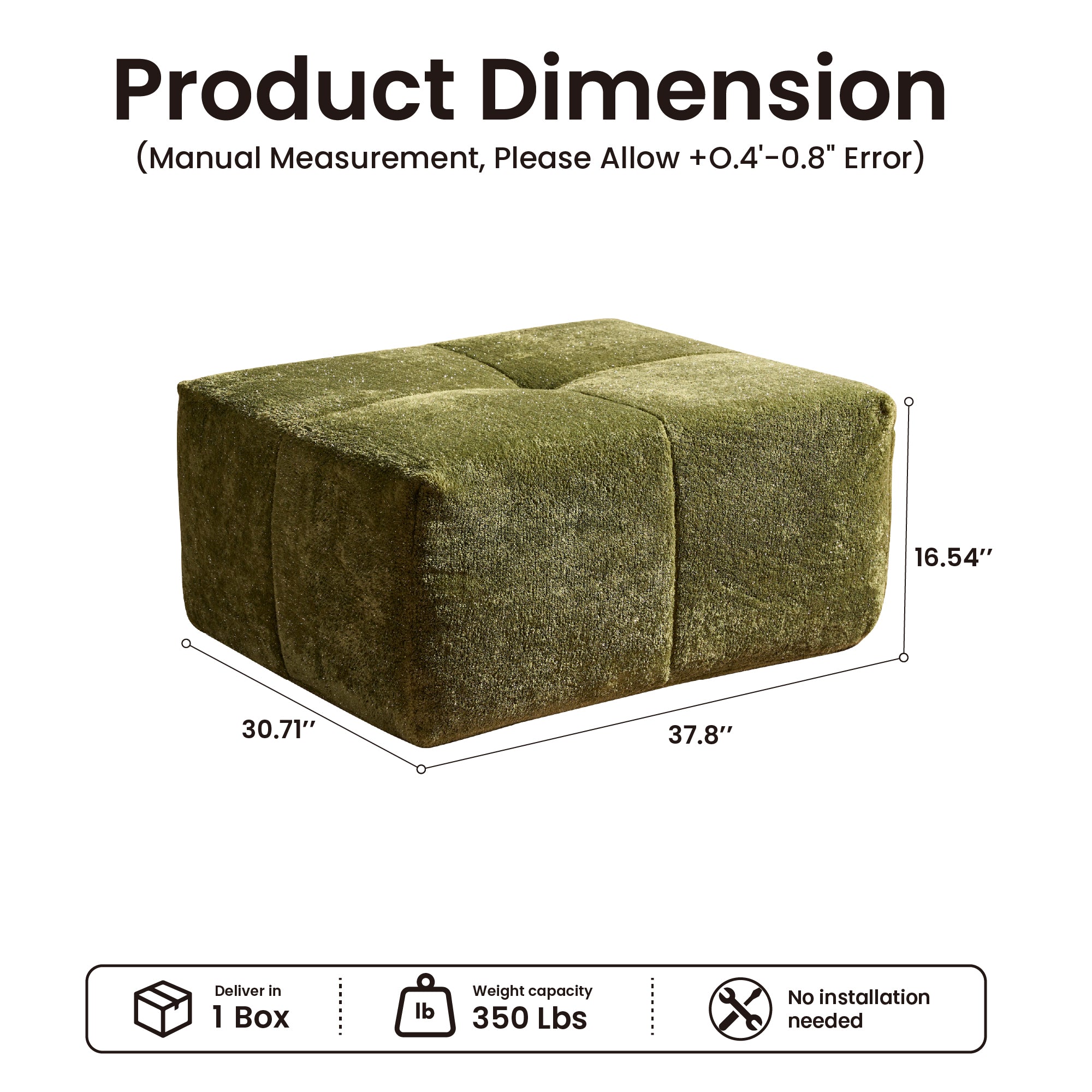 OVIOS 114-inch L-Shaped Sectional Sofa Ottoman