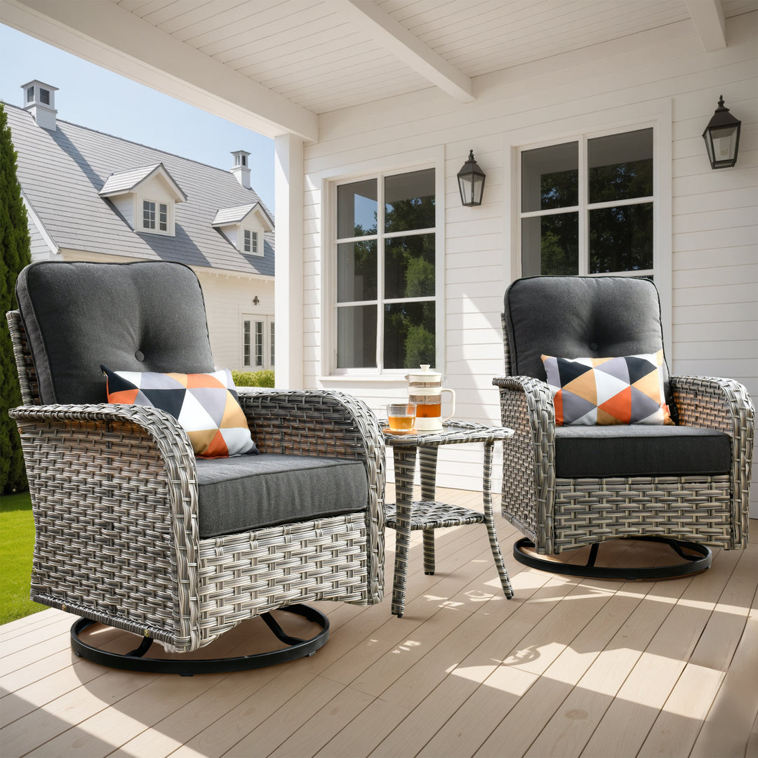 Patio Swivel Chair 3-Piece Set