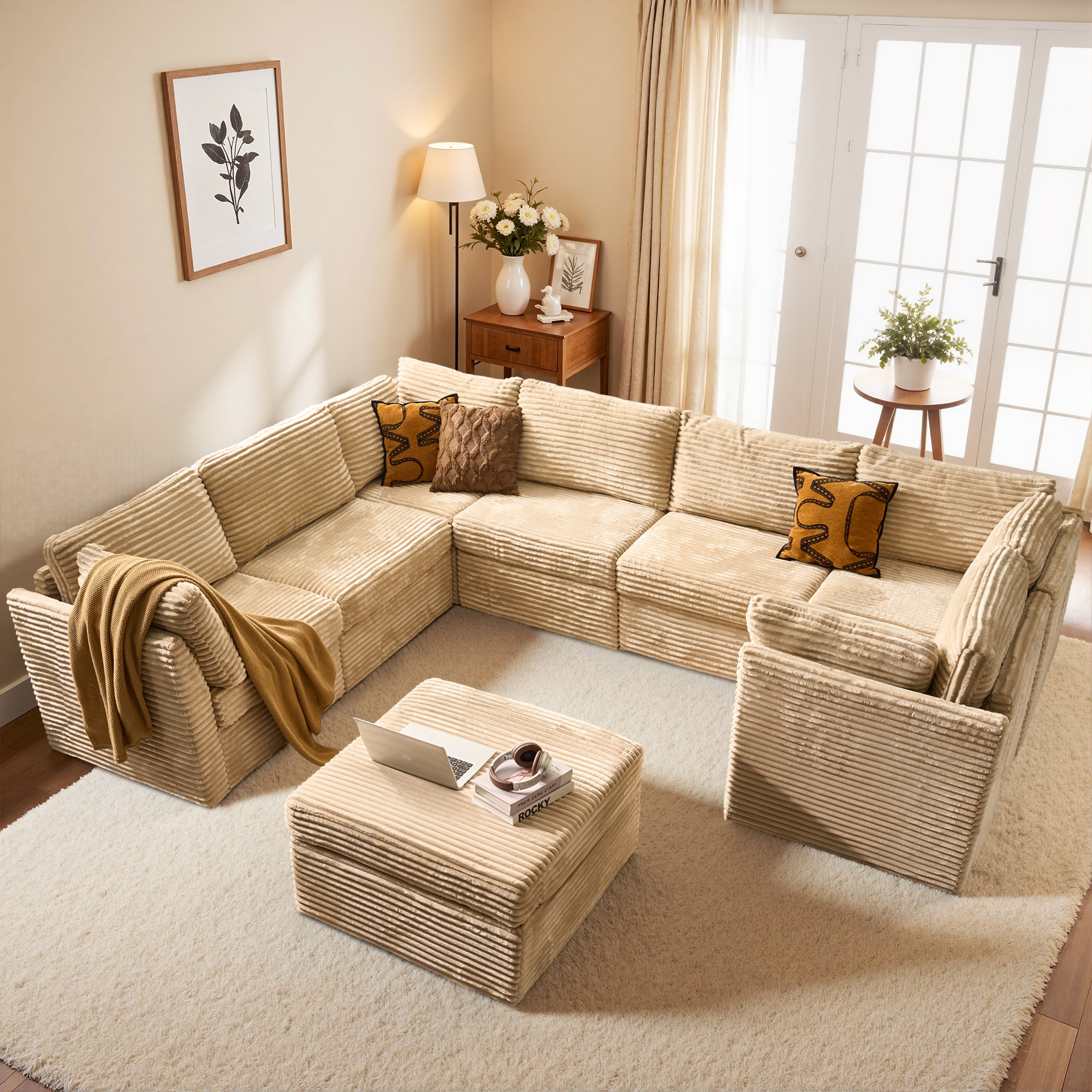 OVIOS Modular Sectional Sofa Couch with Oversized Chaise