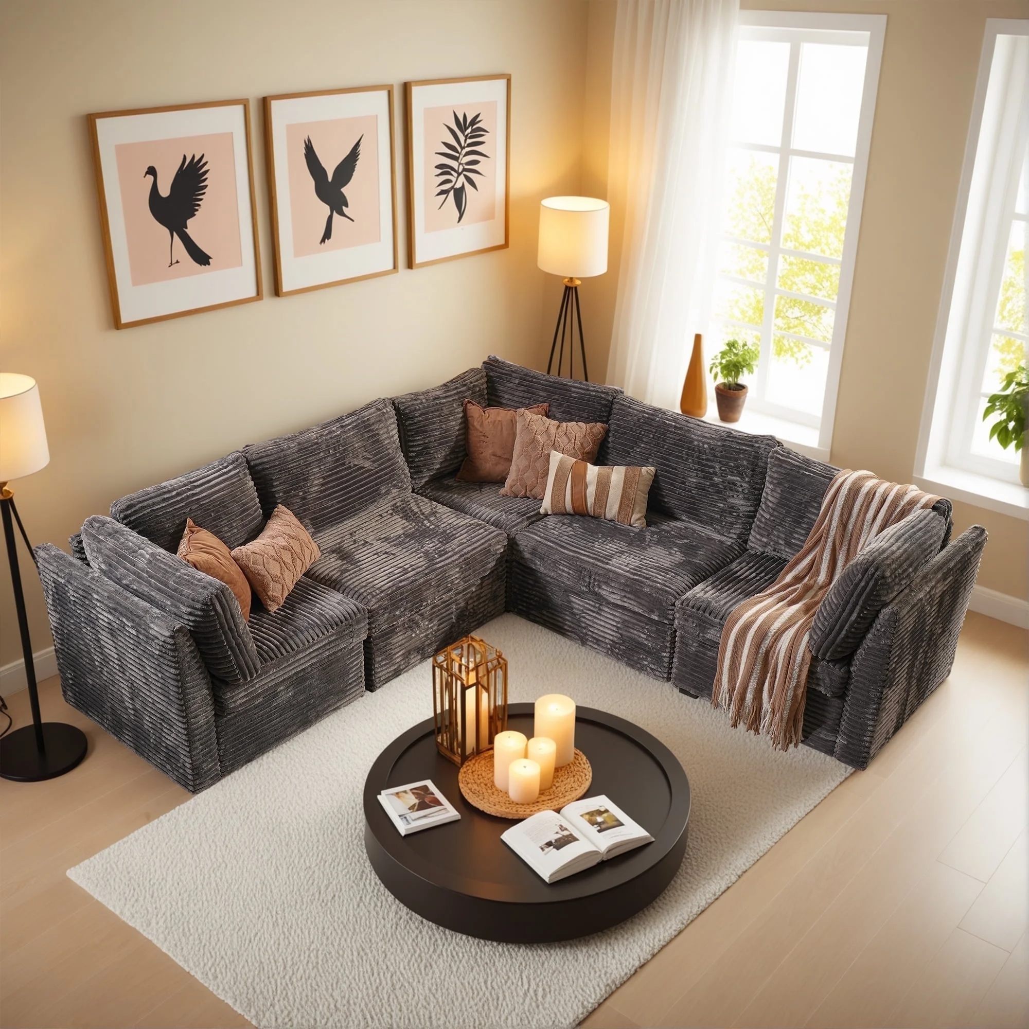 OVIOS Modular Sectional Sofa Couch with Oversized Chaise