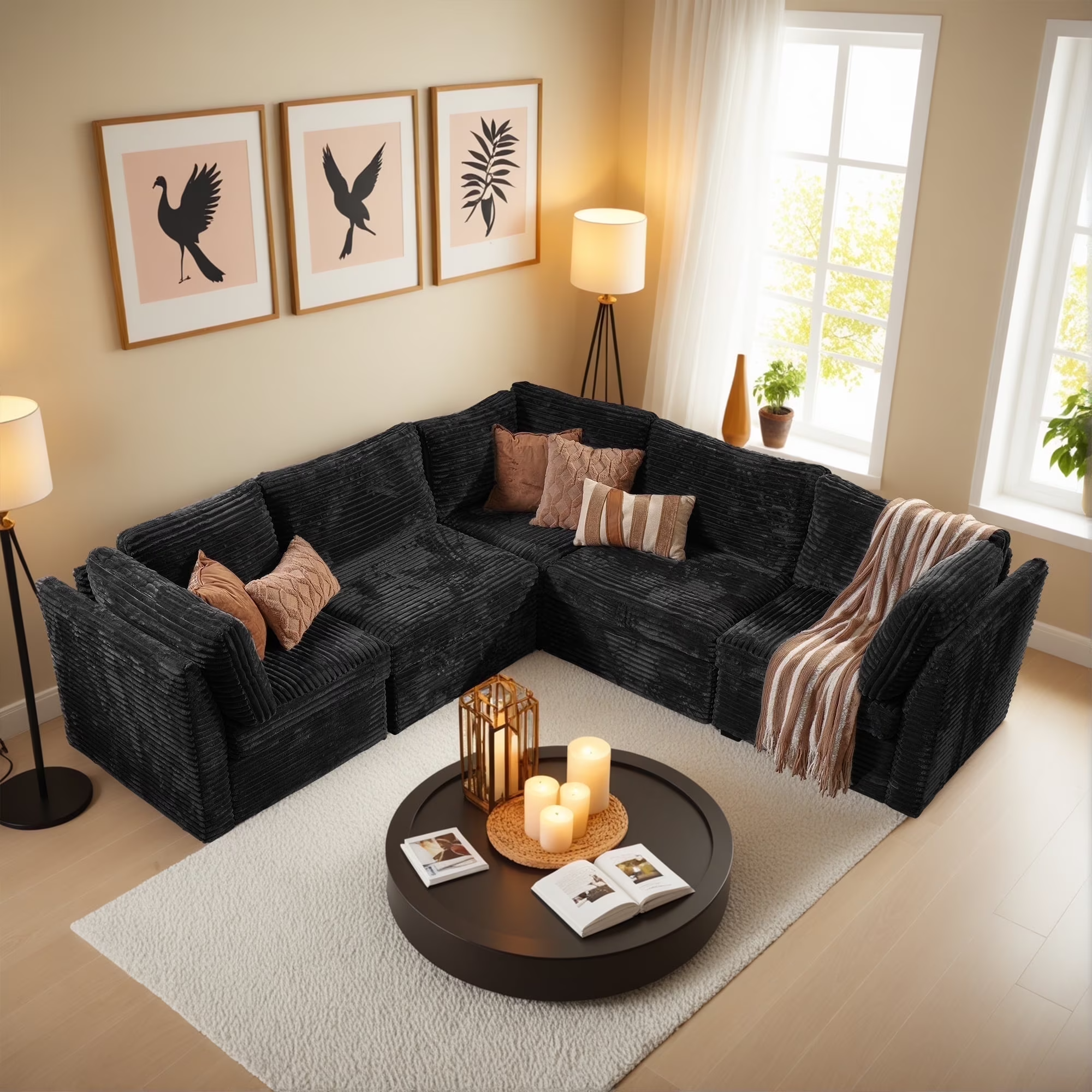 OVIOS Modular Sectional Sofa Couch with Oversized Chaise