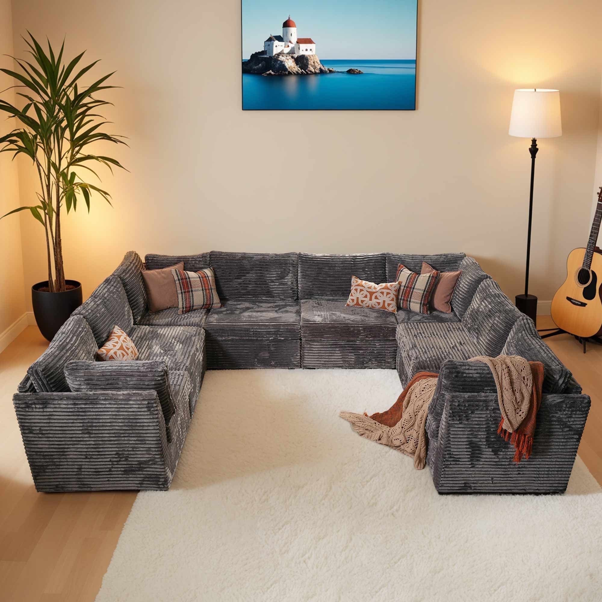 OVIOS Modular Sectional Sofa Couch with Oversized Chaise