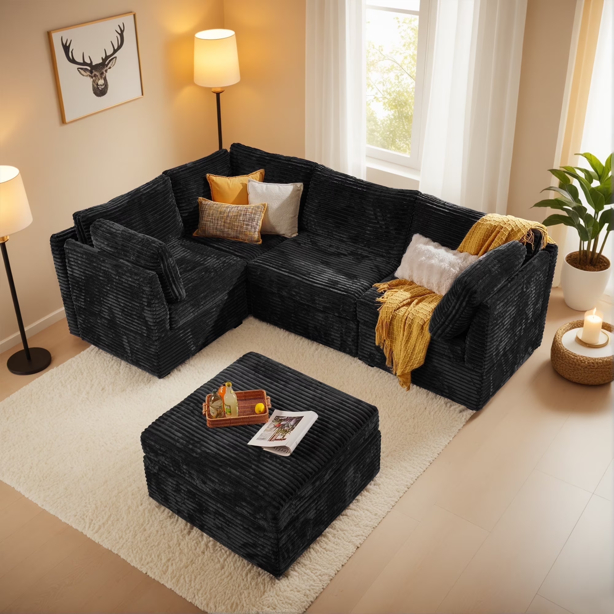 OVIOS Modular Sectional Sofa Couch with Oversized Chaise