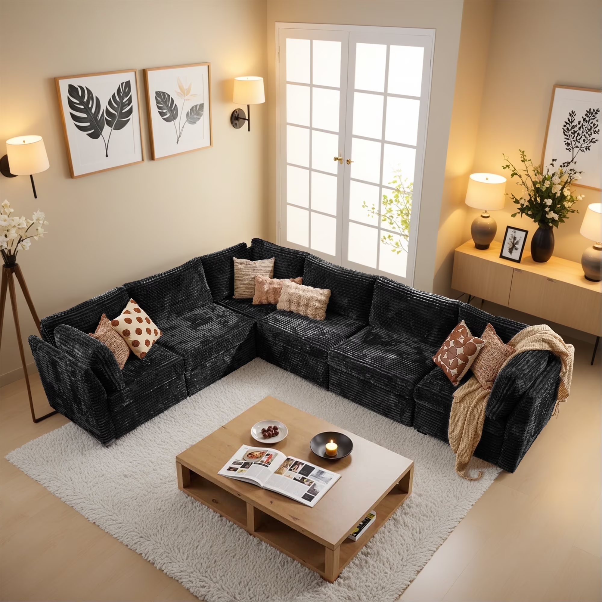 OVIOS Modular Sectional Sofa Couch with Oversized Chaise