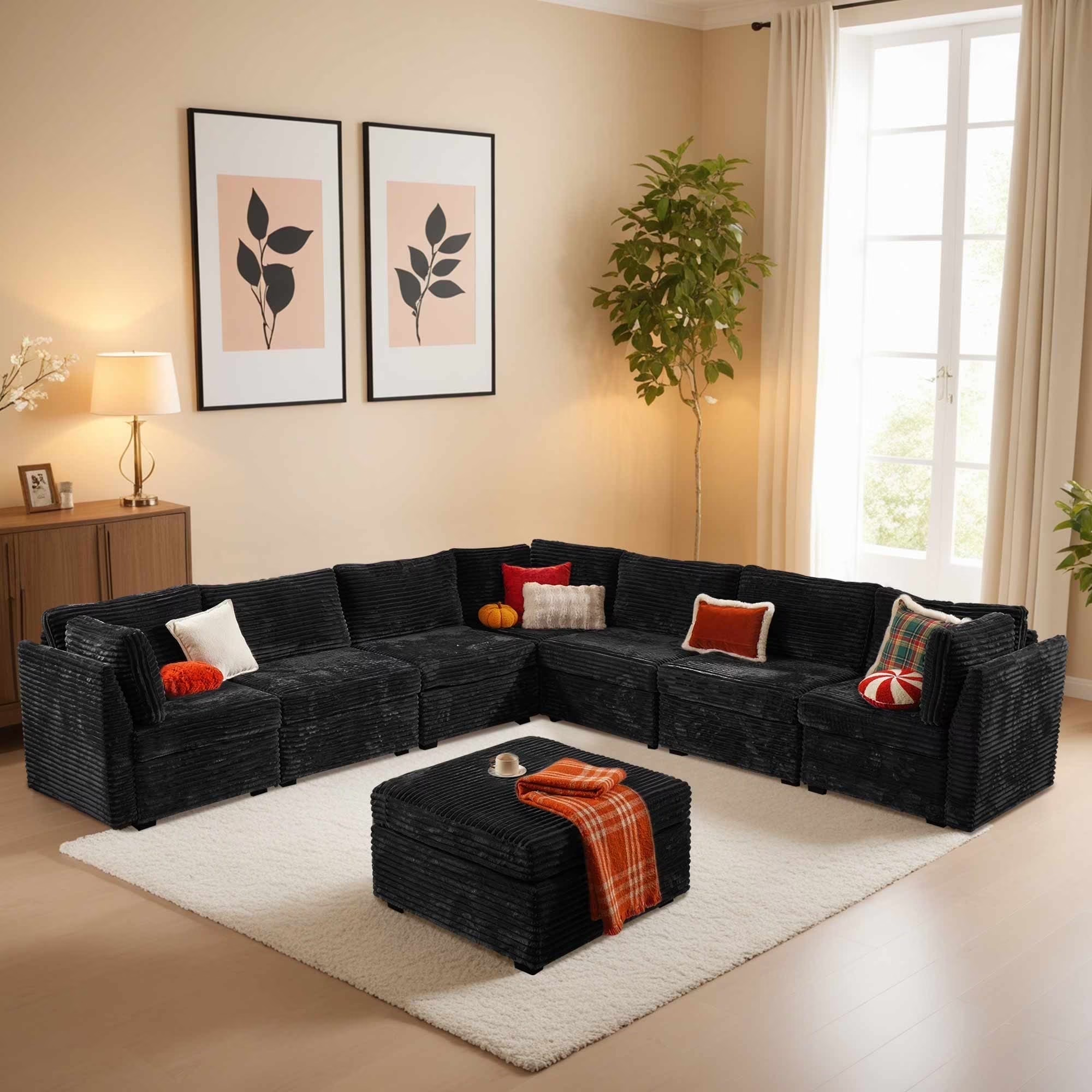 OVIOS Modular Sectional Sofa Couch with Oversized Chaise