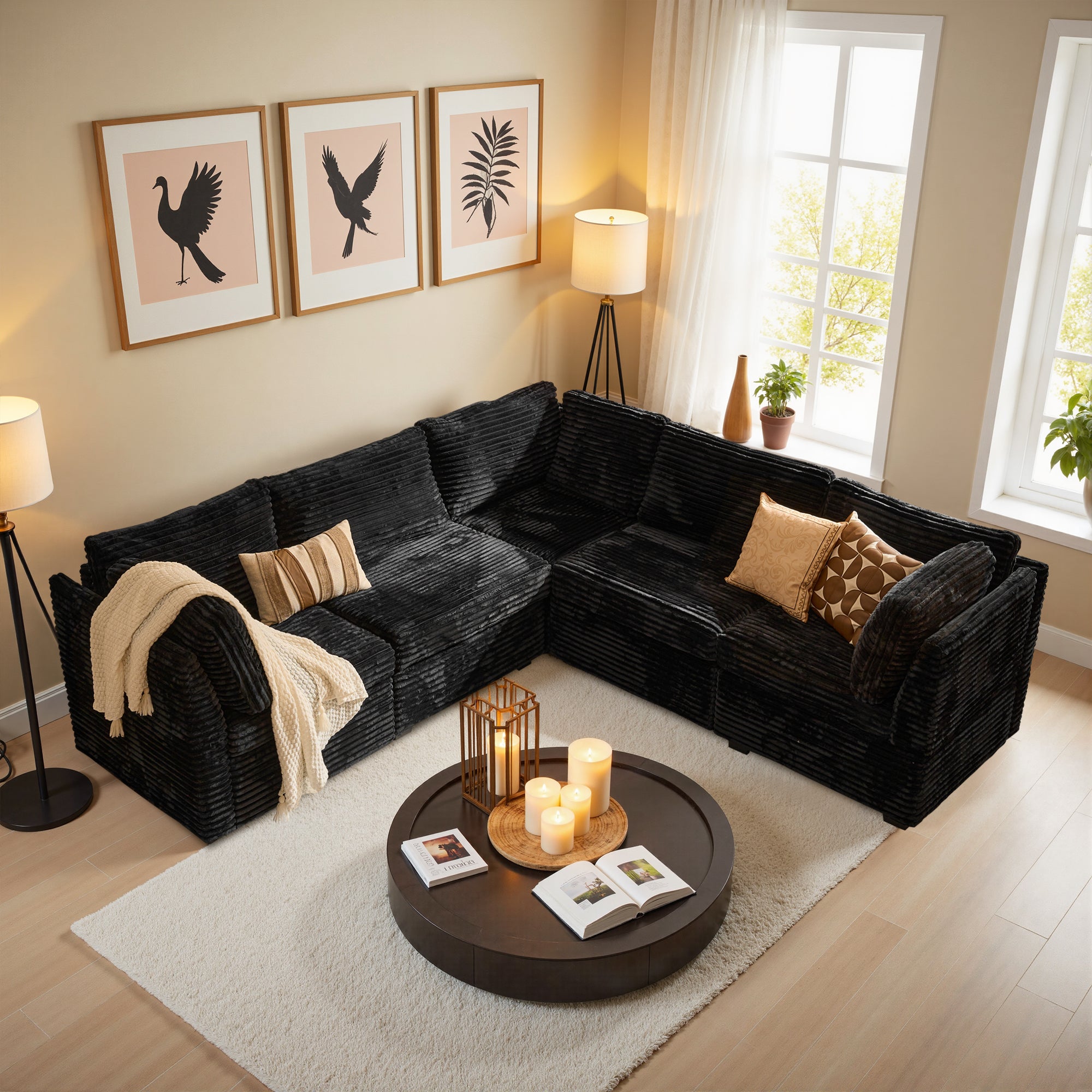 OVIOS Modular Sectional Sofa Couch with Oversized Chaise