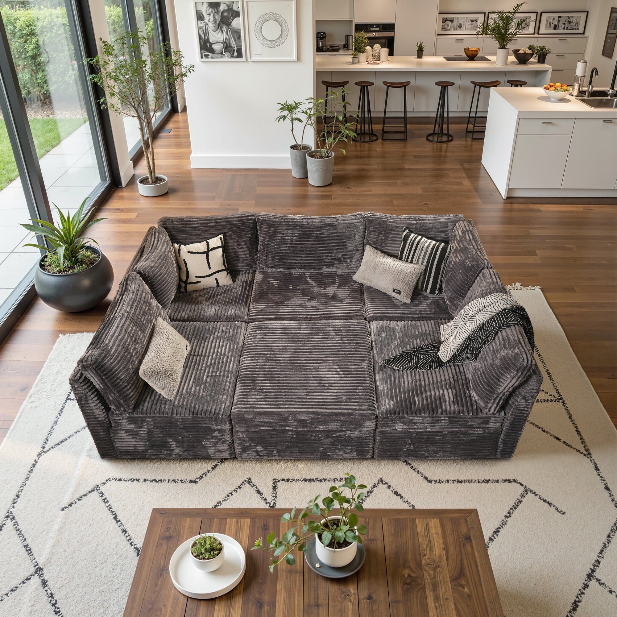 OVIOS Modular Sectional Sofa Couch with Oversized Chaise