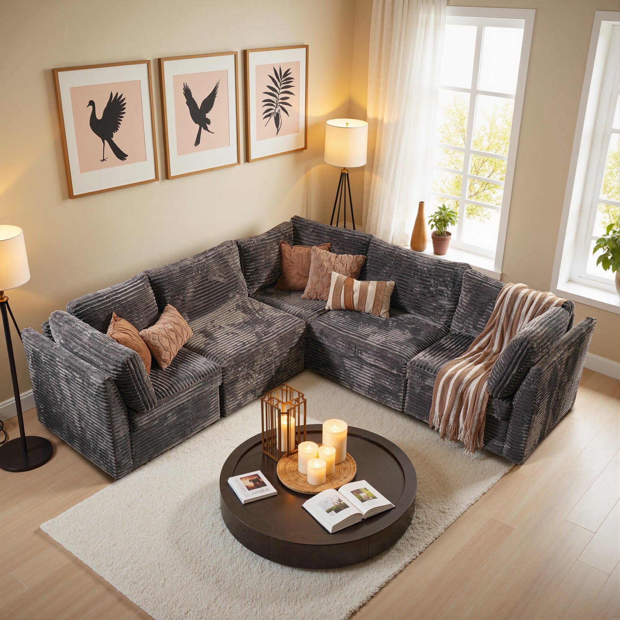 OVIOS Modular Sectional Sofa Couch with Oversized Chaise