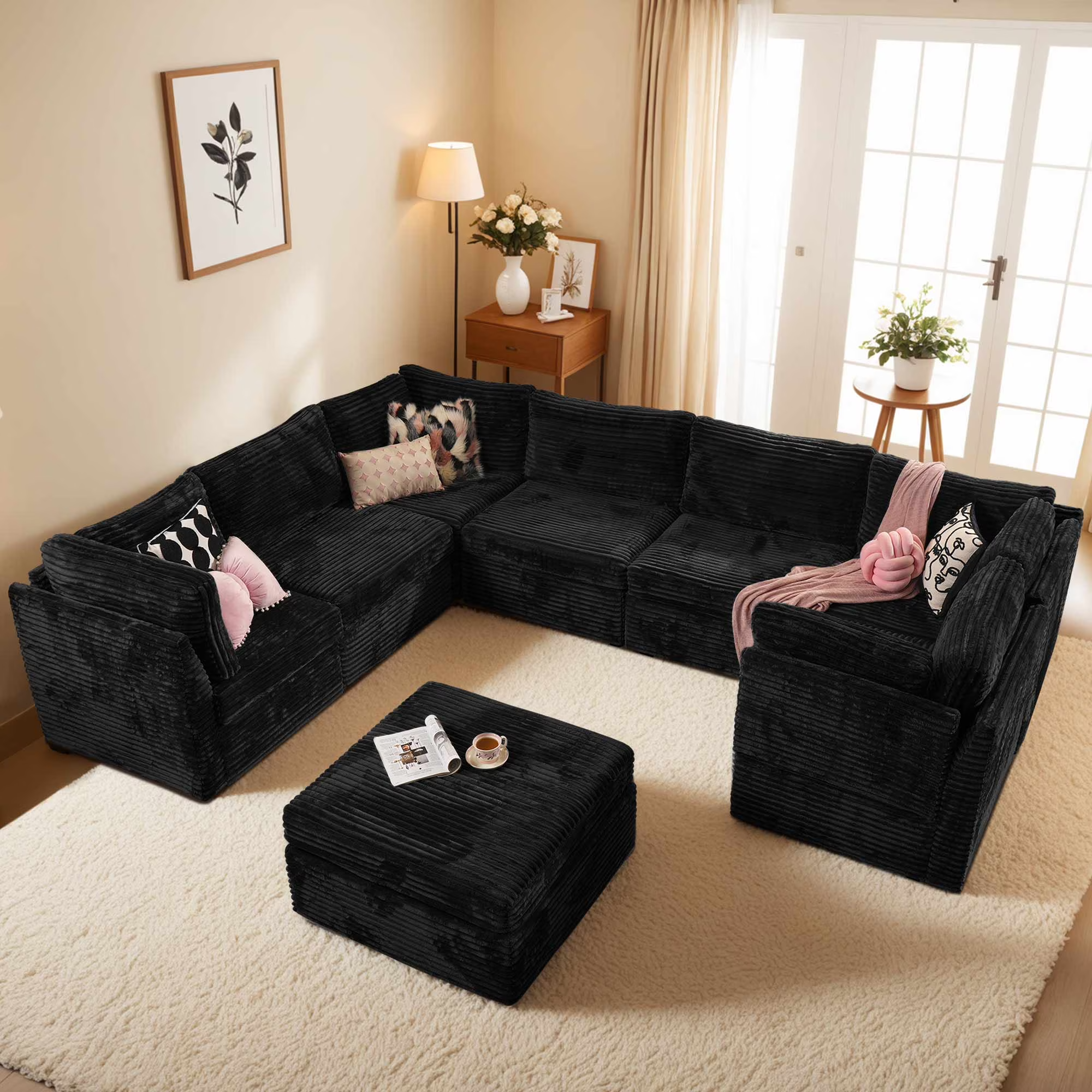 OVIOS Modular Sectional Sofa Couch with Oversized Chaise