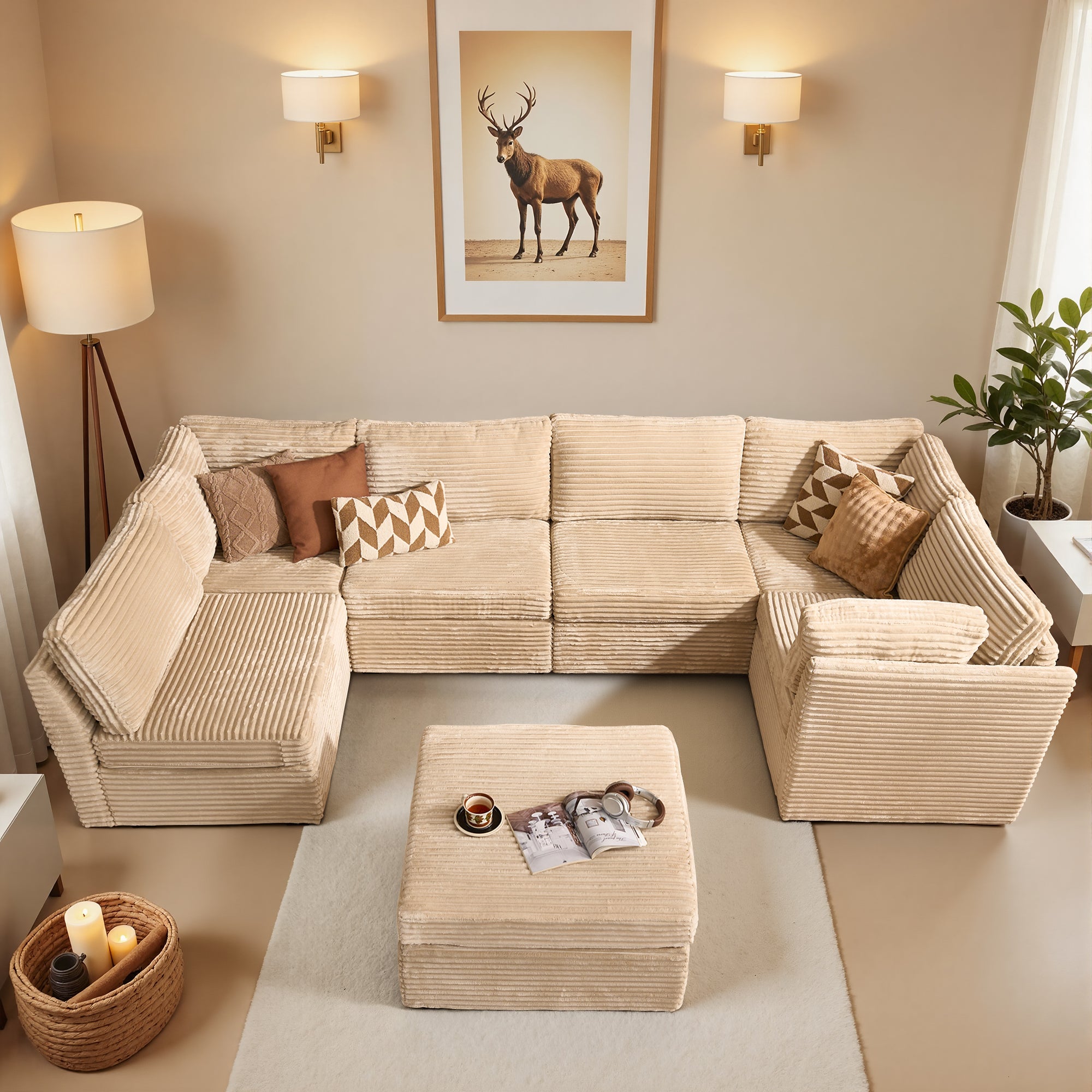 OVIOS Modular Sectional Sofa Couch with Oversized Chaise