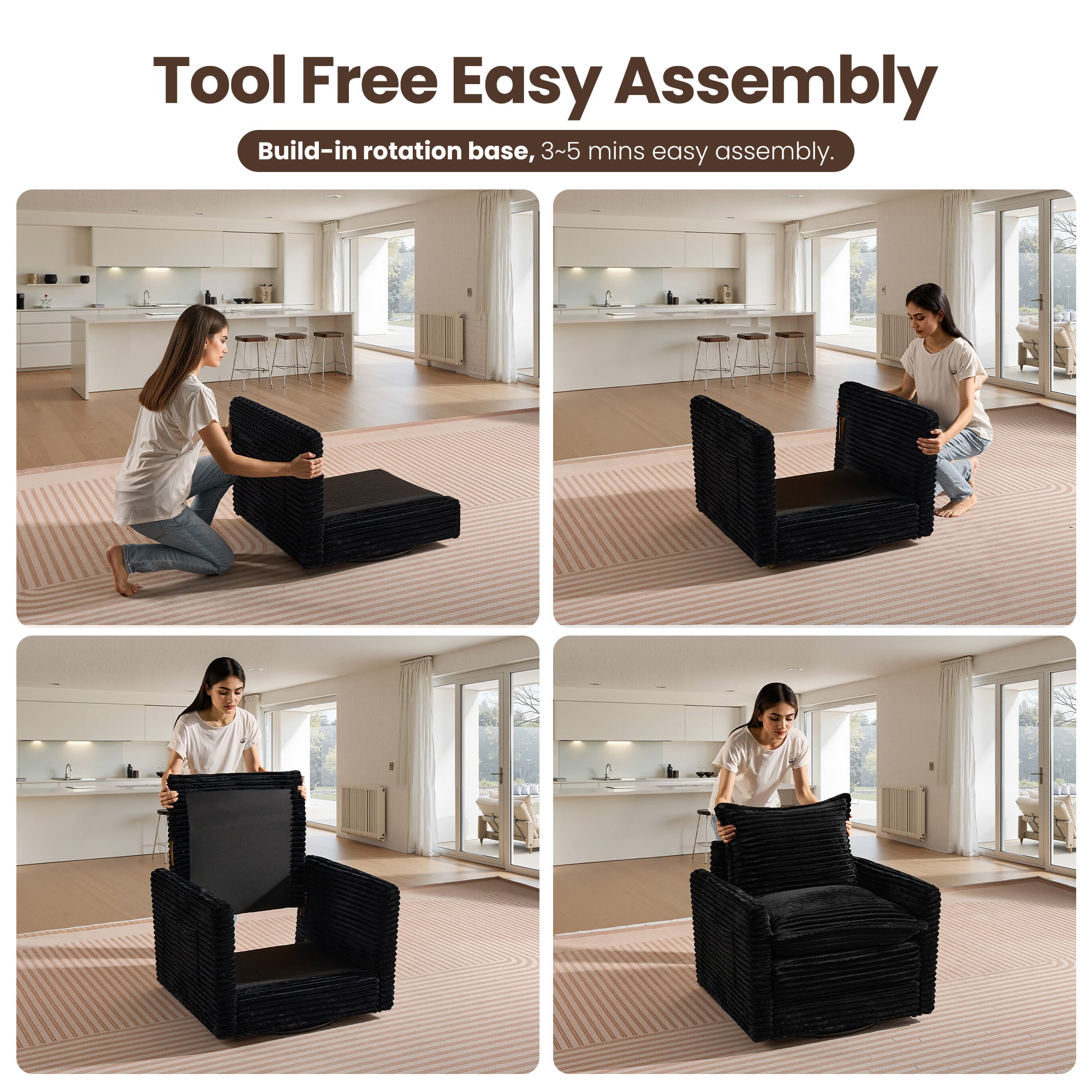 OVIOS Modular Sectional Sofa Couch with Oversized Chaise