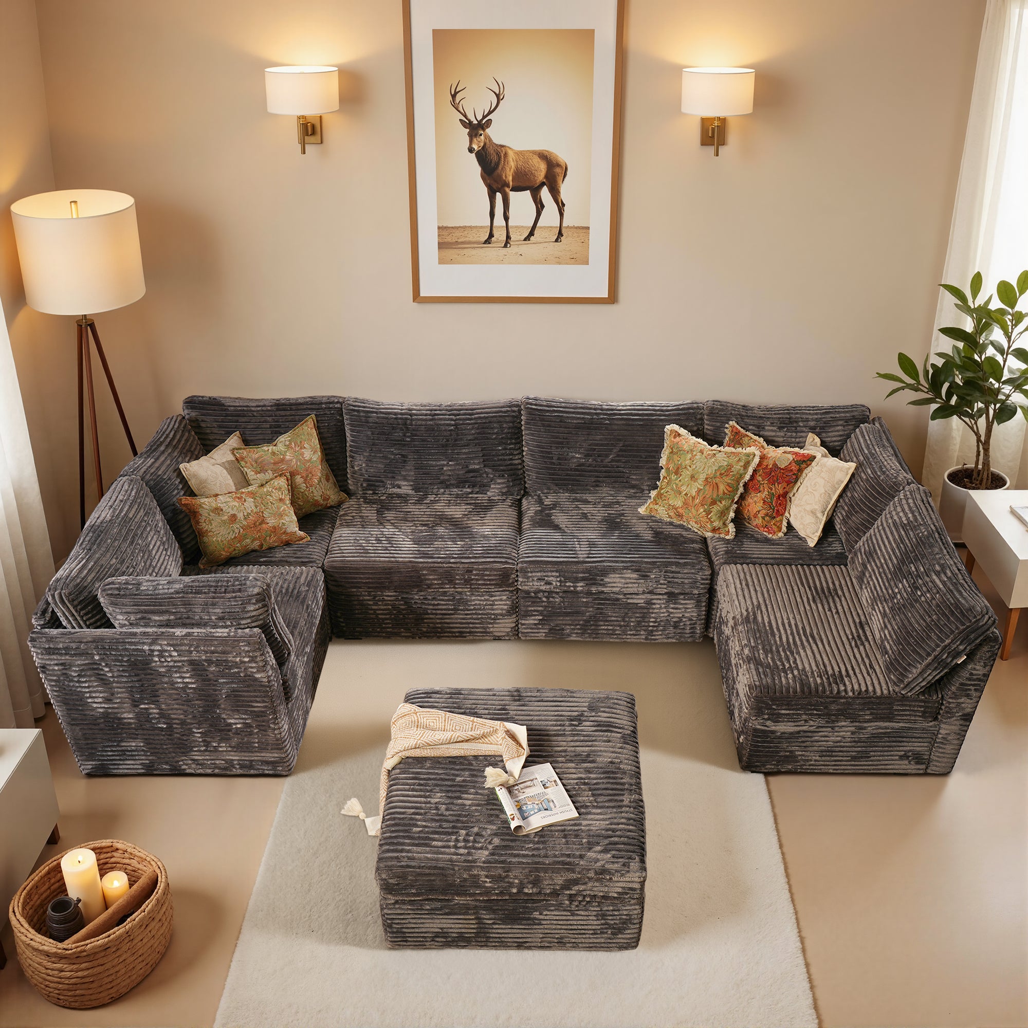 OVIOS Modular Sectional Sofa Couch with Oversized Chaise