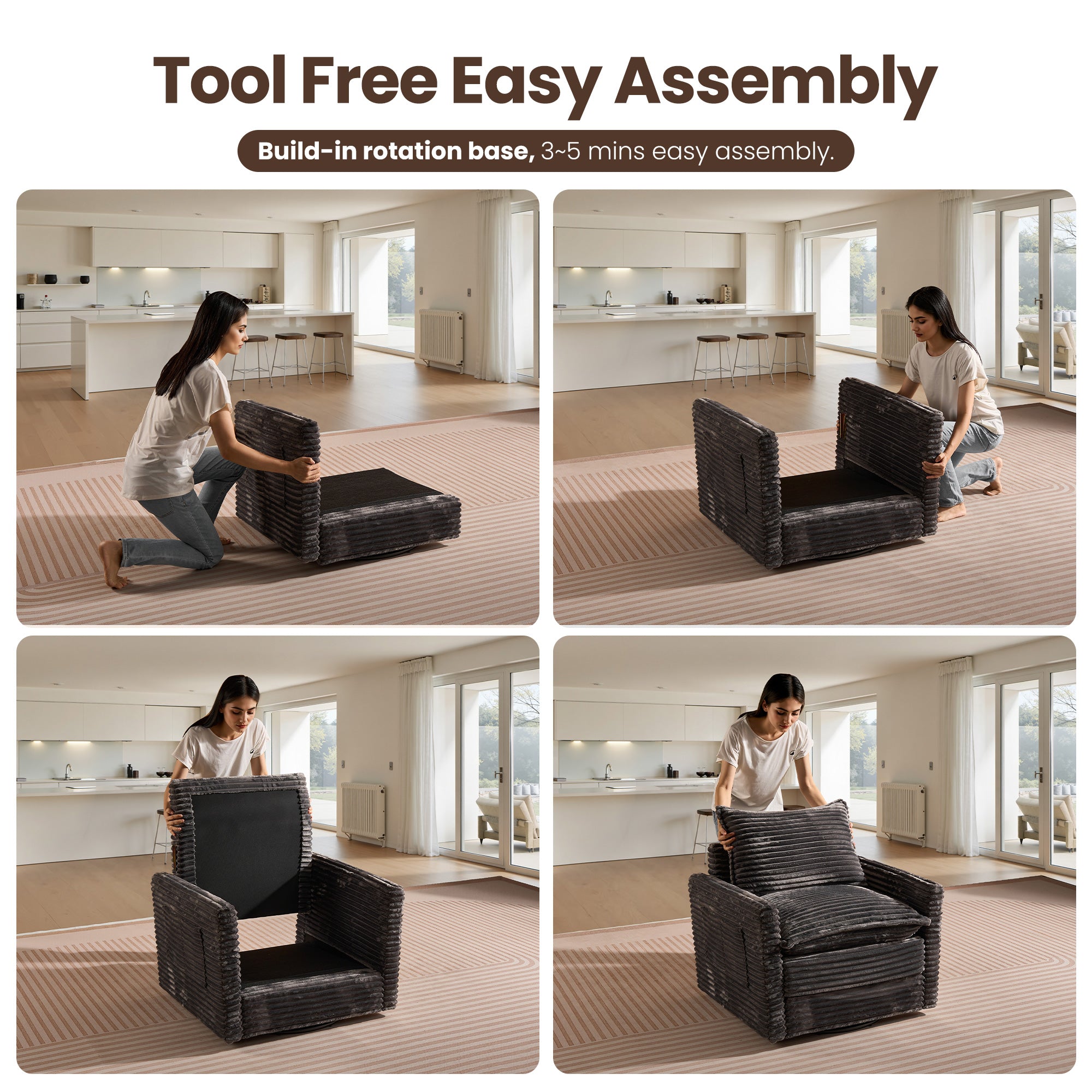 OVIOS Modular Sectional Sofa Couch with Oversized Chaise