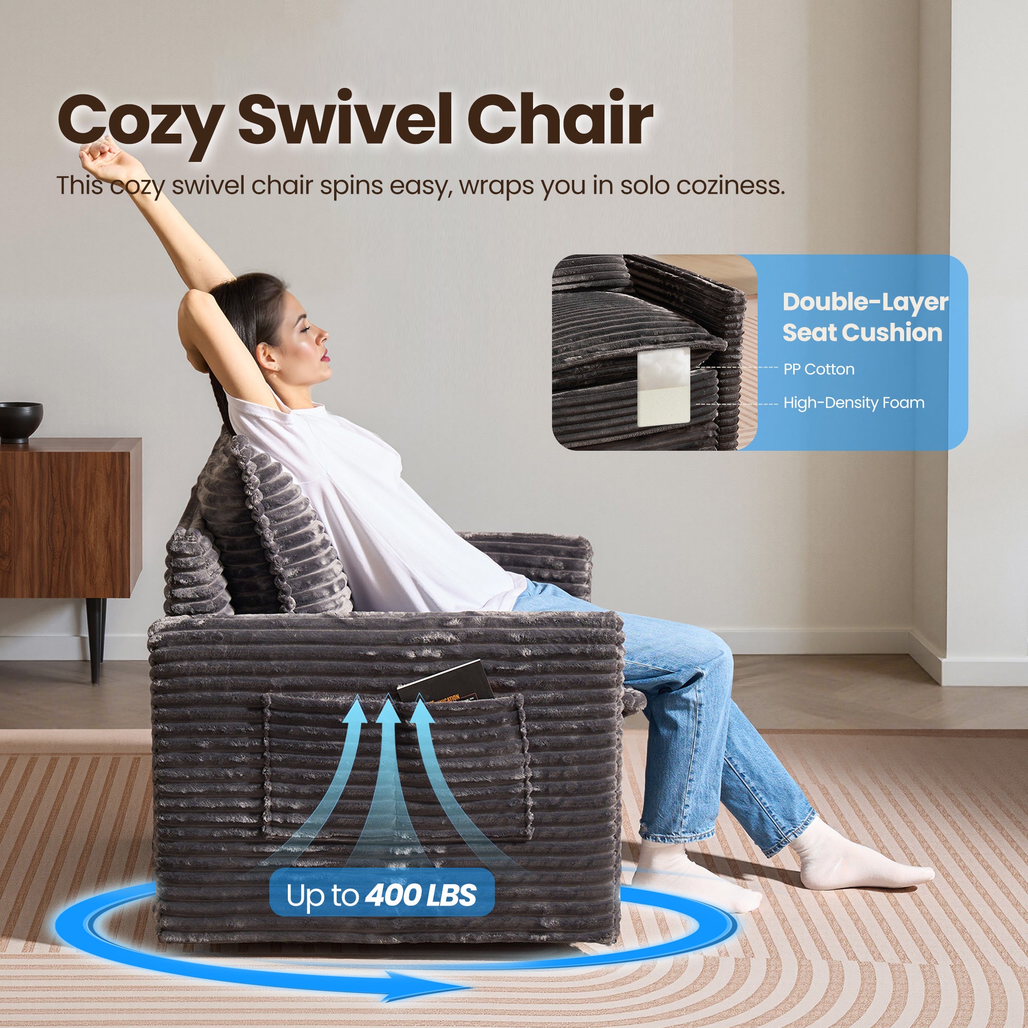 OVIOS Modular Sectional Sofa Couch with Oversized Chaise