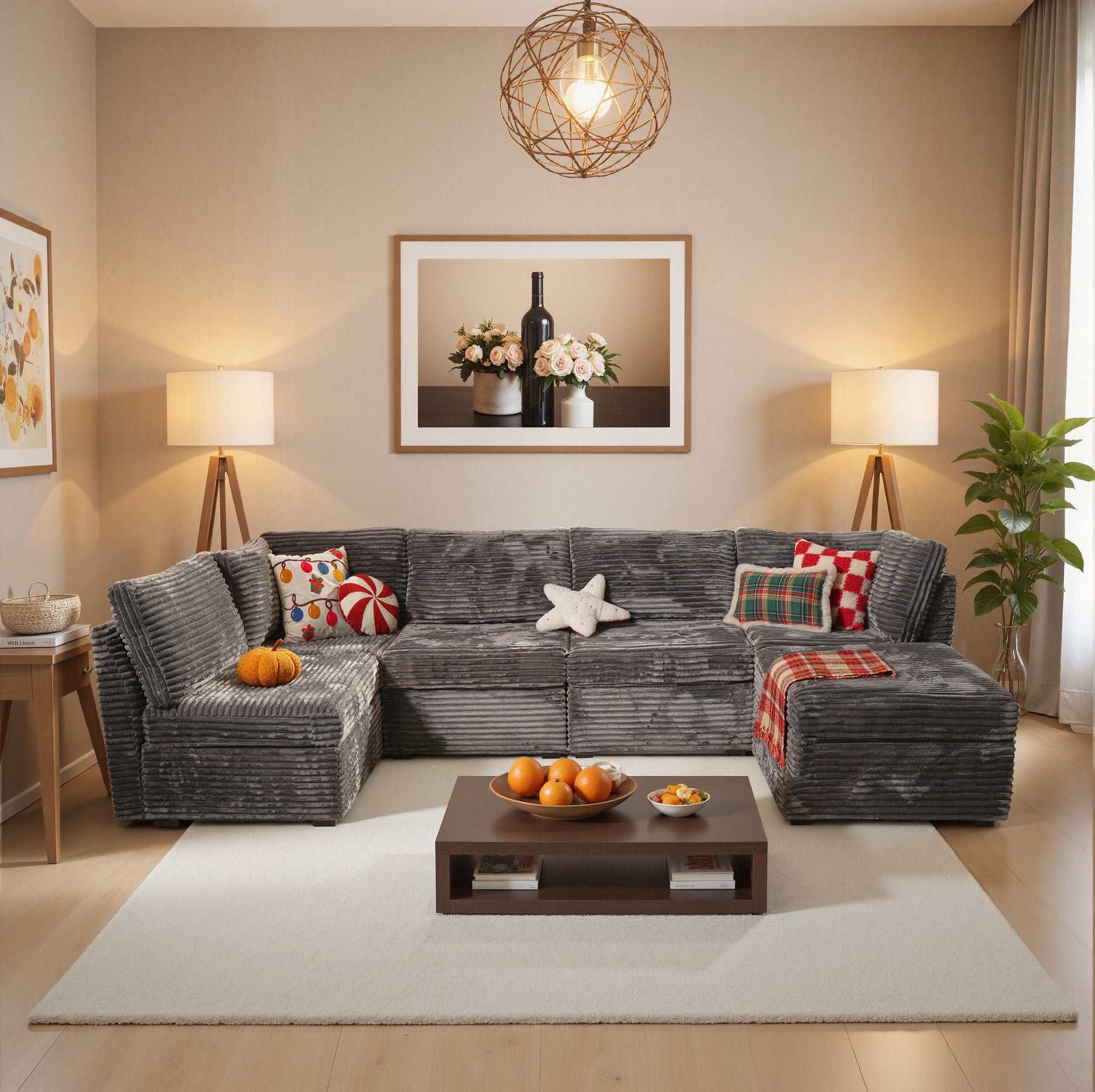 OVIOS Modular Sectional Sofa Couch with Oversized Chaise