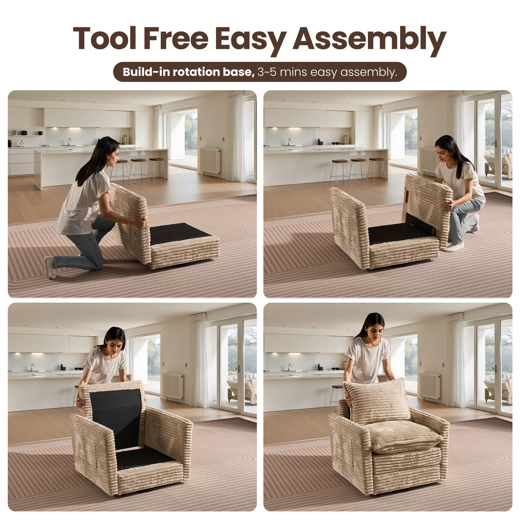 OVIOS Modular Sectional Sofa Couch with Oversized Chaise