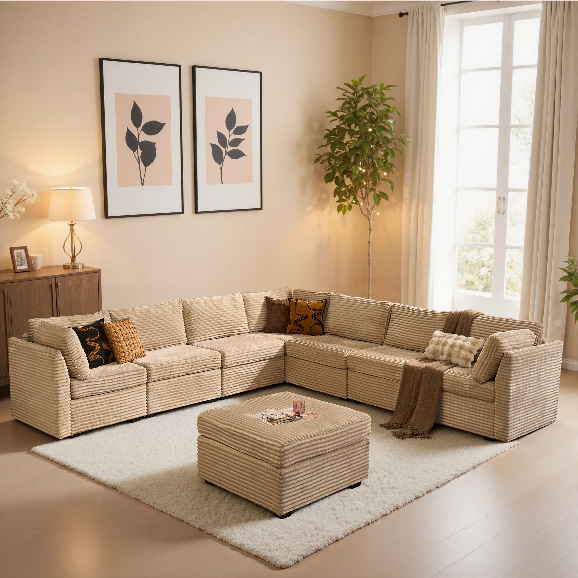 OVIOS Modular Sectional Sofa Couch with Oversized Chaise