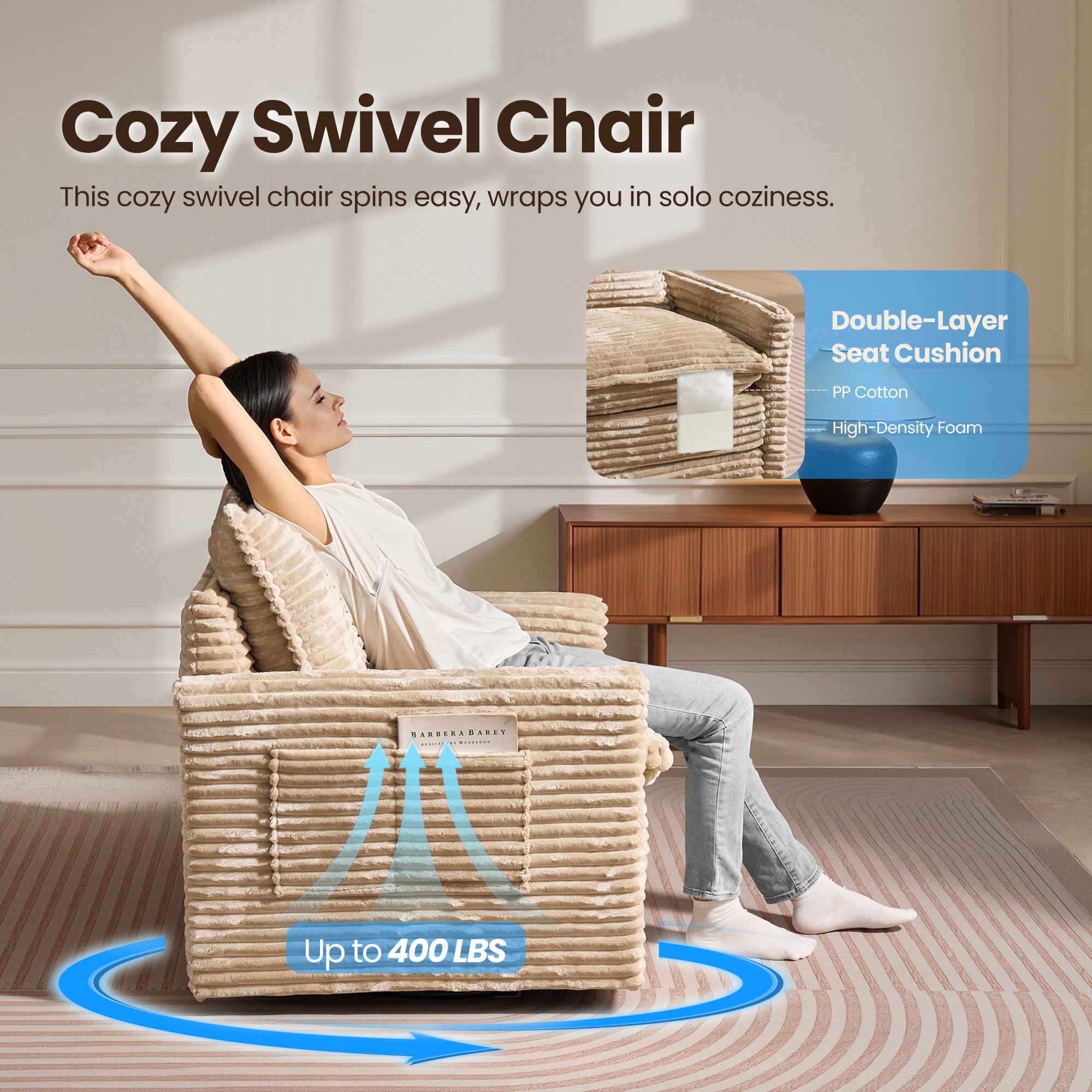 OVIOS Modular Sectional Sofa Couch with Oversized Chaise