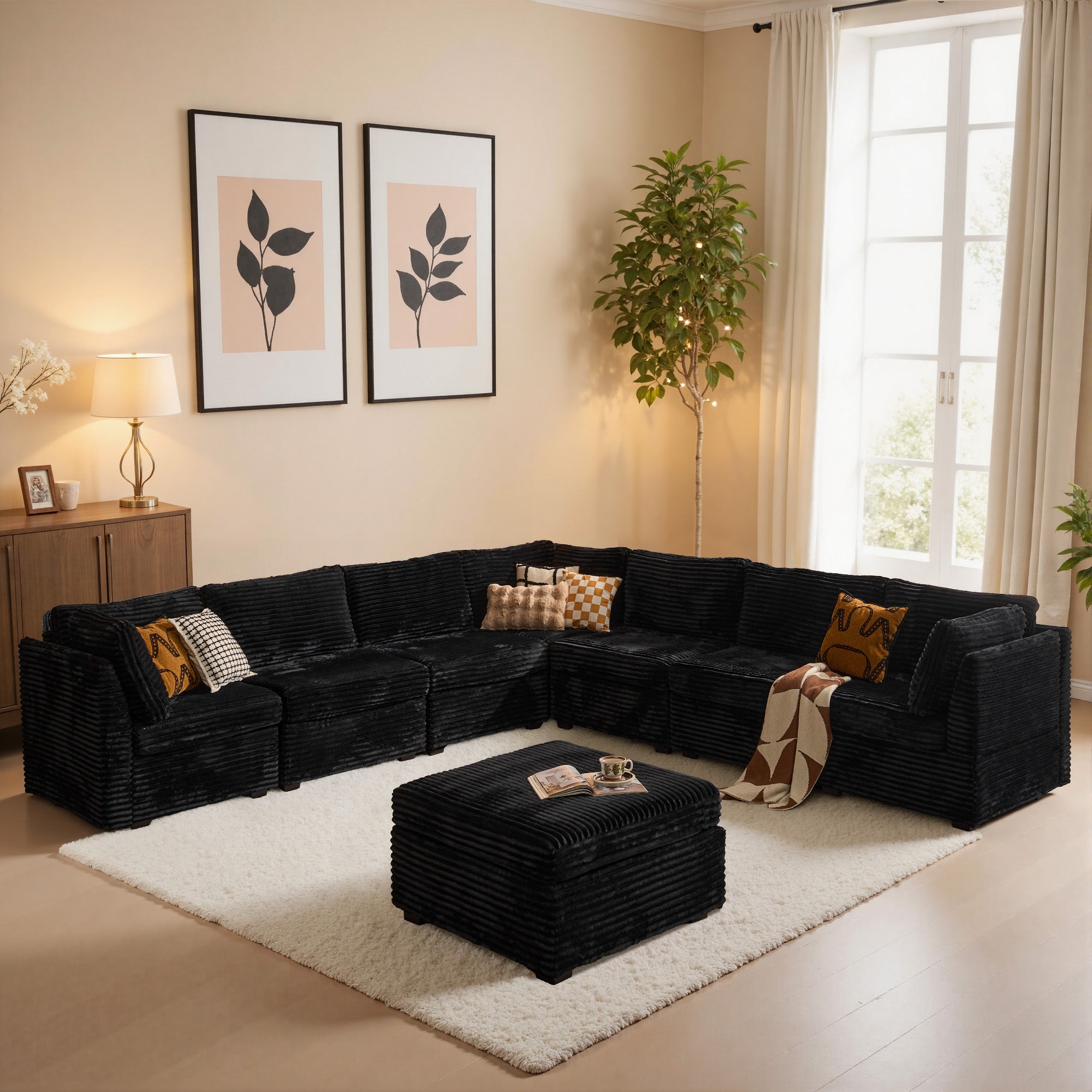 OVIOS Modular Sectional Sofa Couch with Oversized Chaise