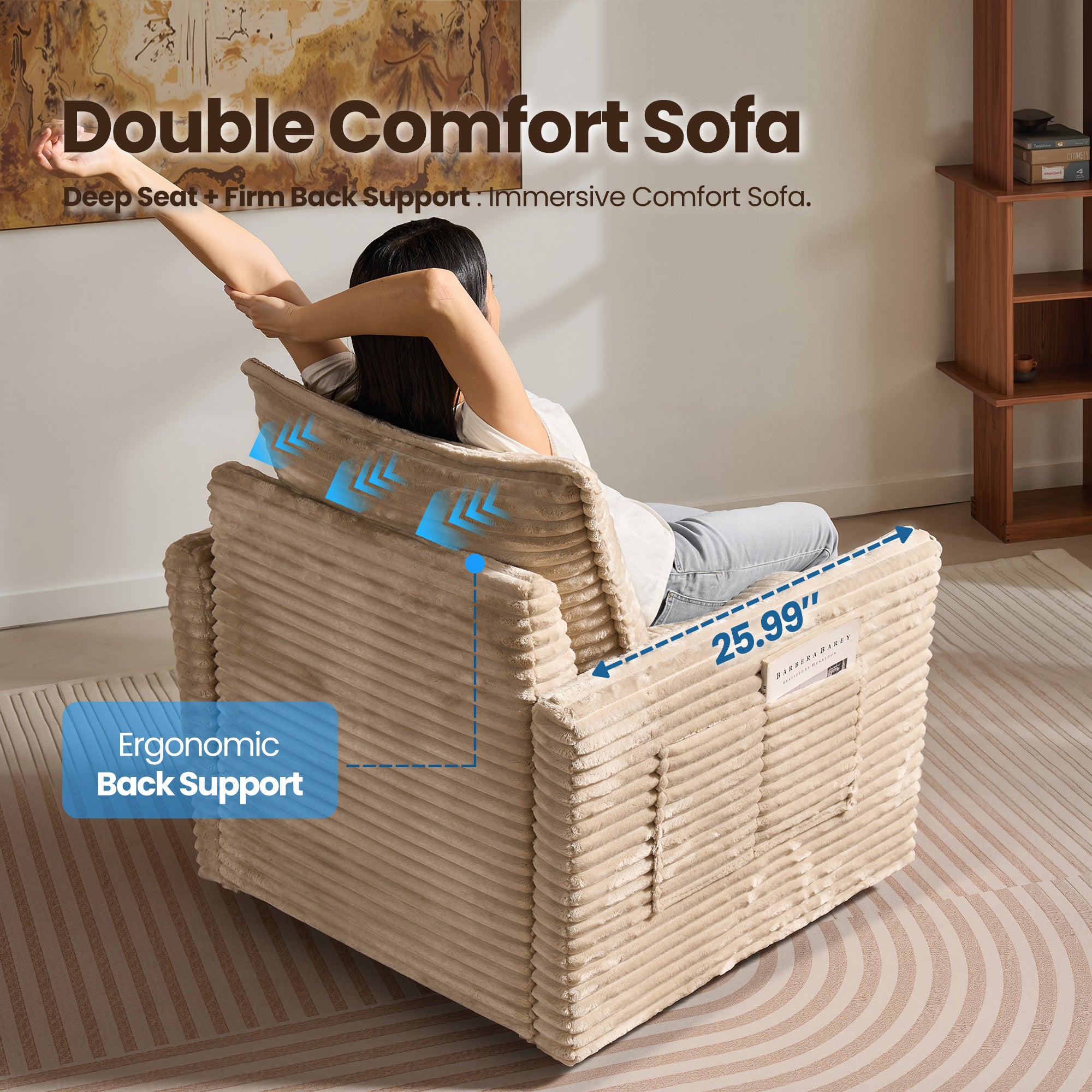OVIOS Modular Sectional Sofa Couch with Oversized Chaise