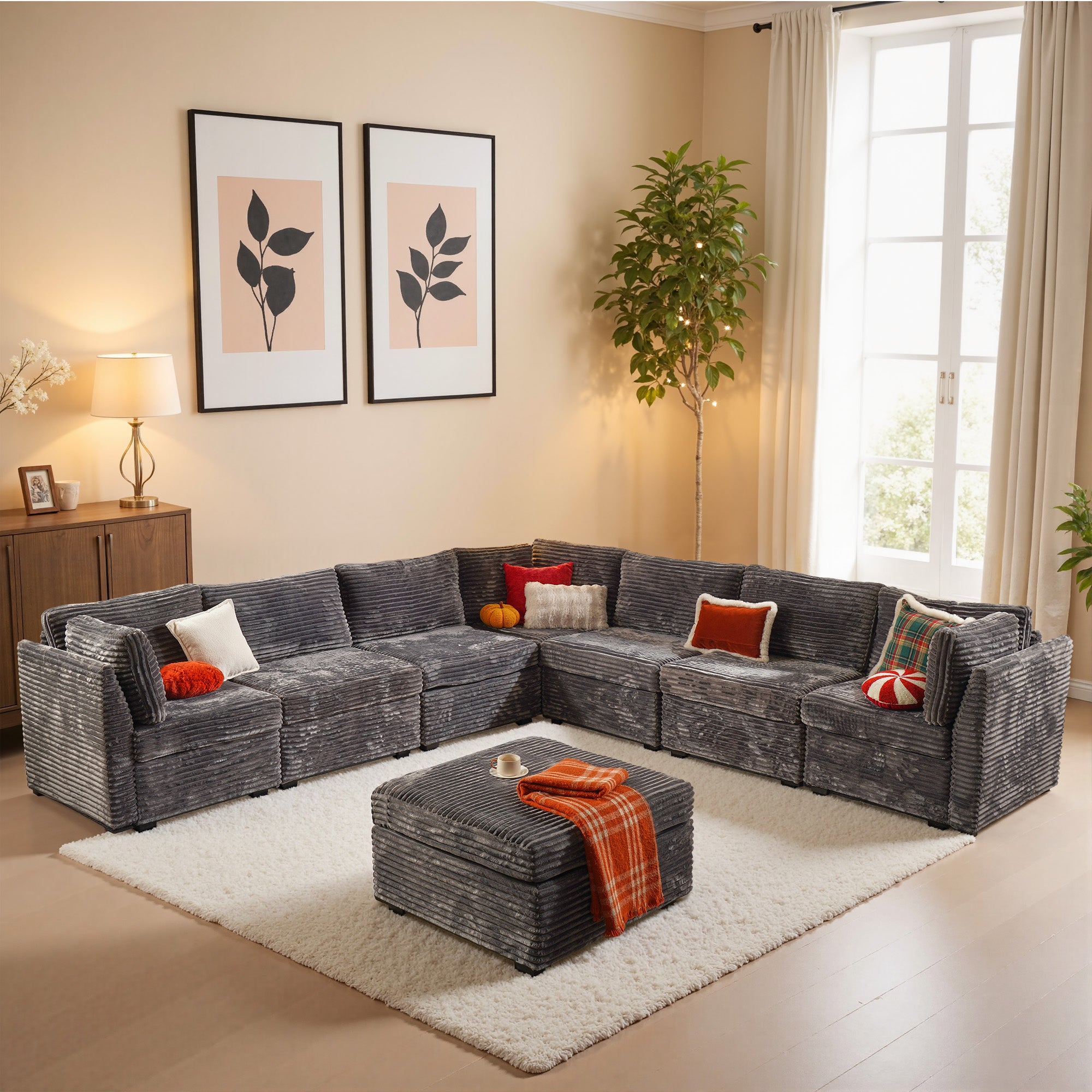 OVIOS Modular Sectional Sofa Couch with Oversized Chaise