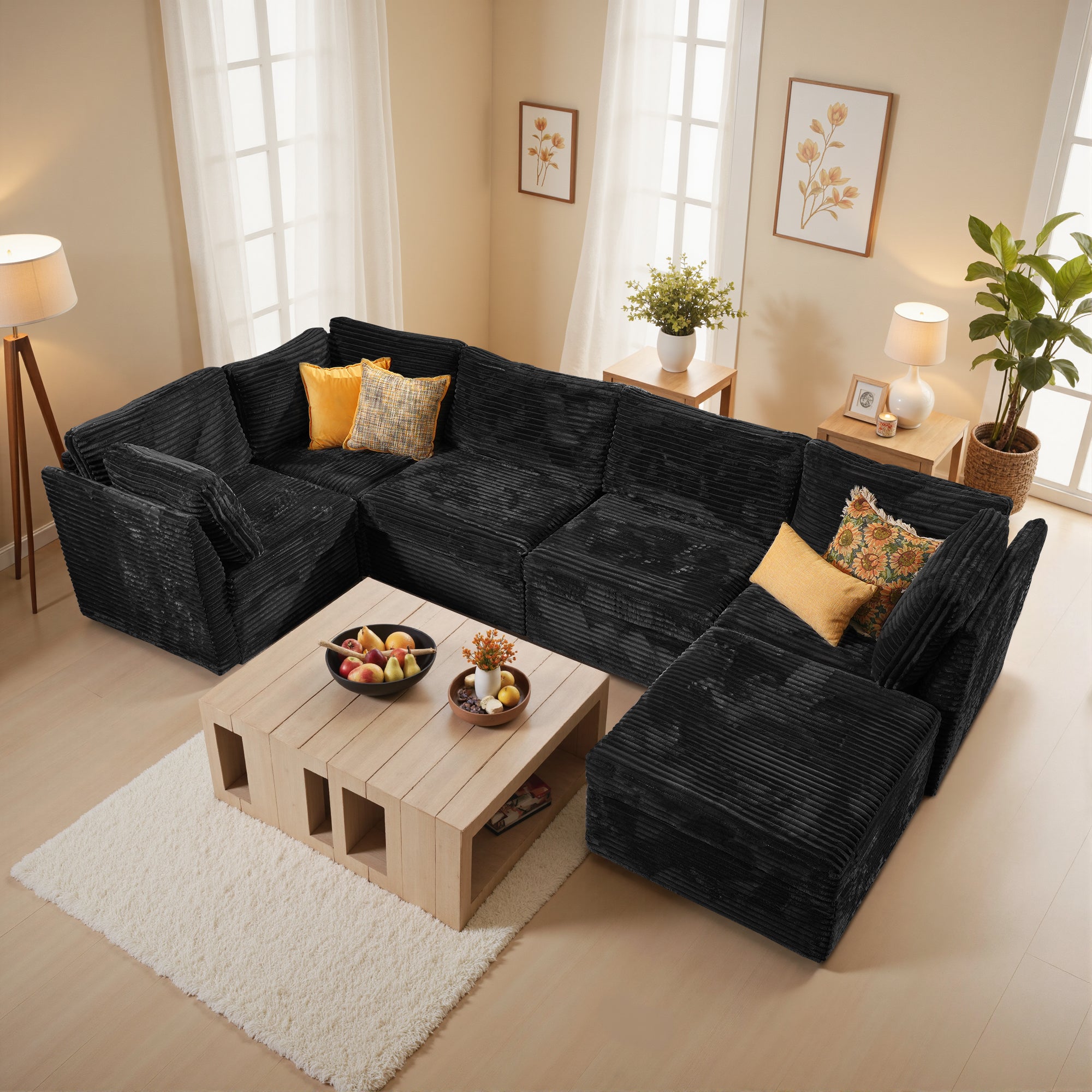 OVIOS Modular Sectional Sofa Couch with Oversized Chaise