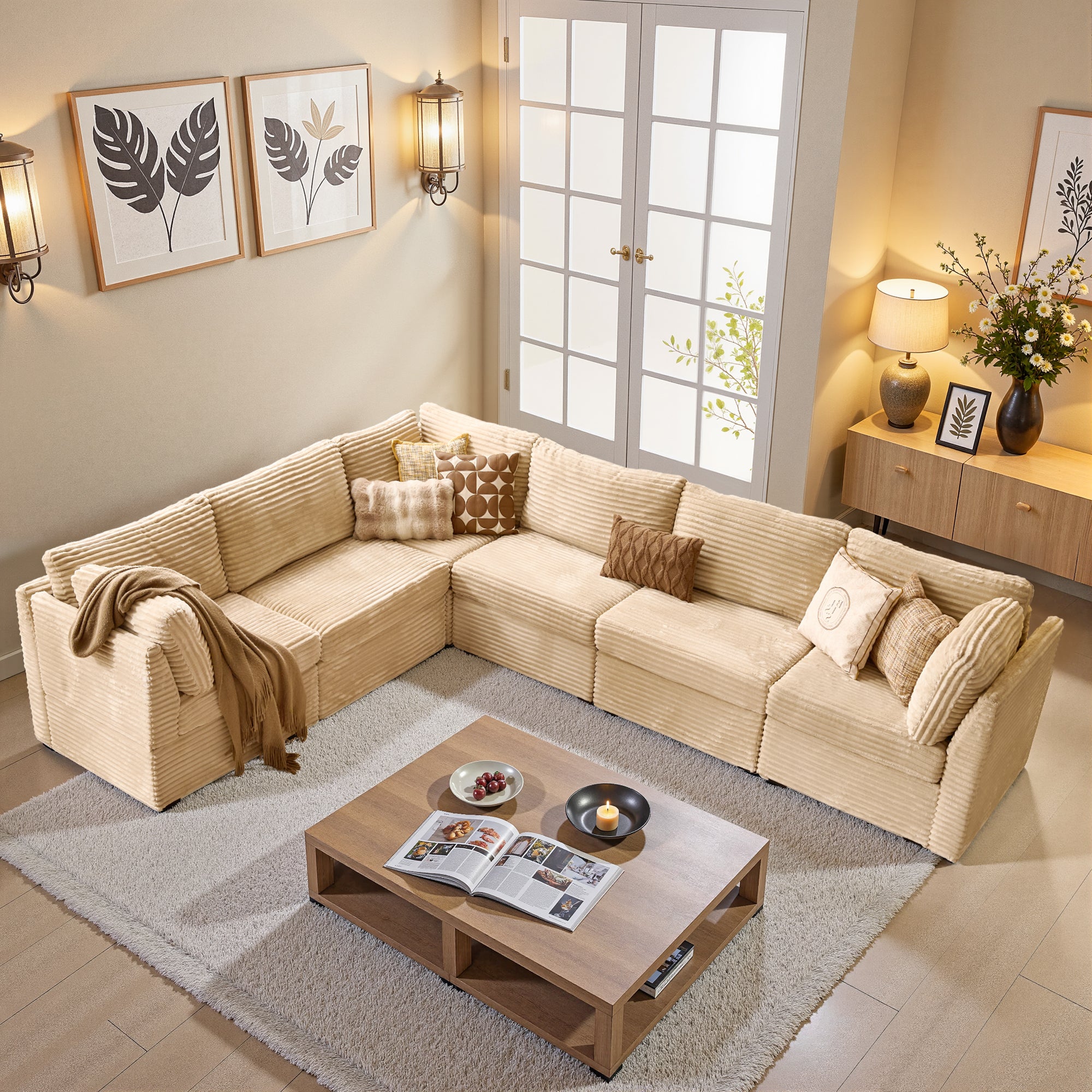 OVIOS Modular Sectional Sofa Couch with Oversized Chaise