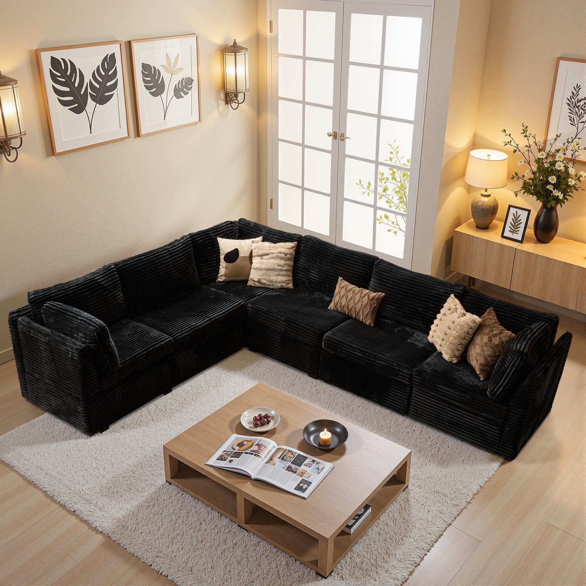 OVIOS Modular Sectional Sofa Couch with Oversized Chaise