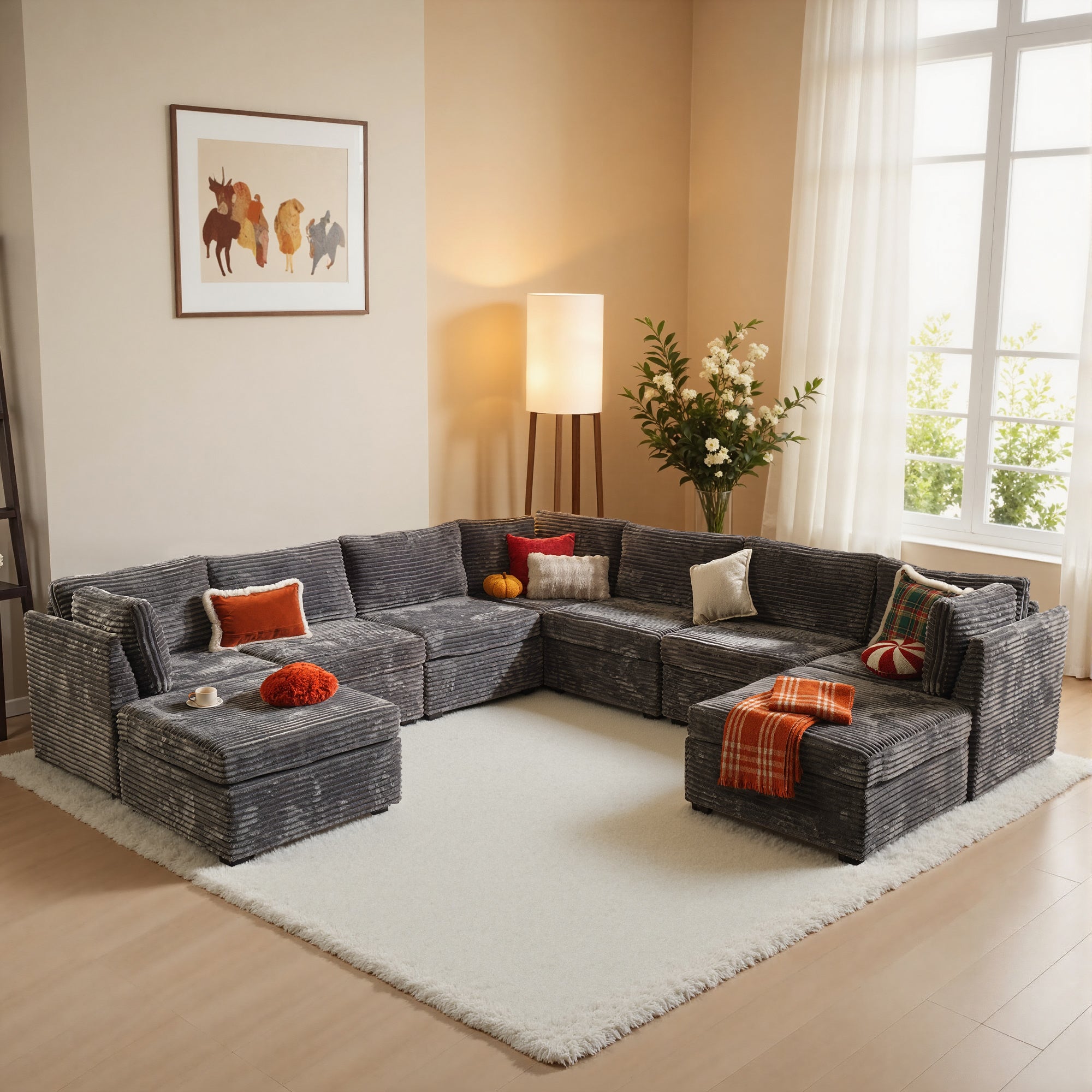 OVIOS Modular Sectional Sofa Couch with Oversized Chaise