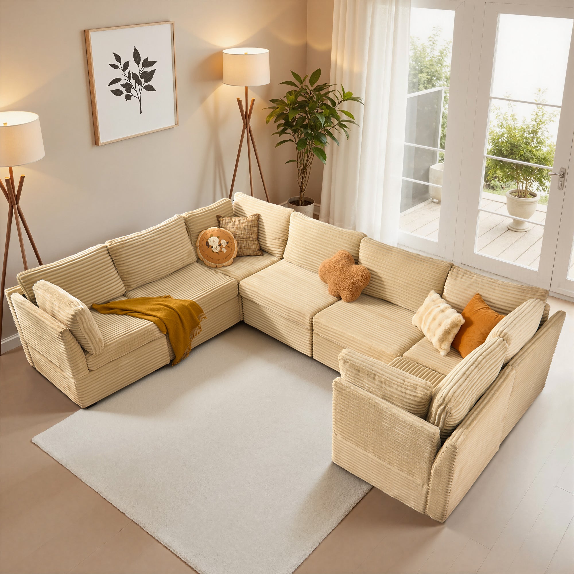 OVIOS Modular Sectional Sofa Couch with Oversized Chaise