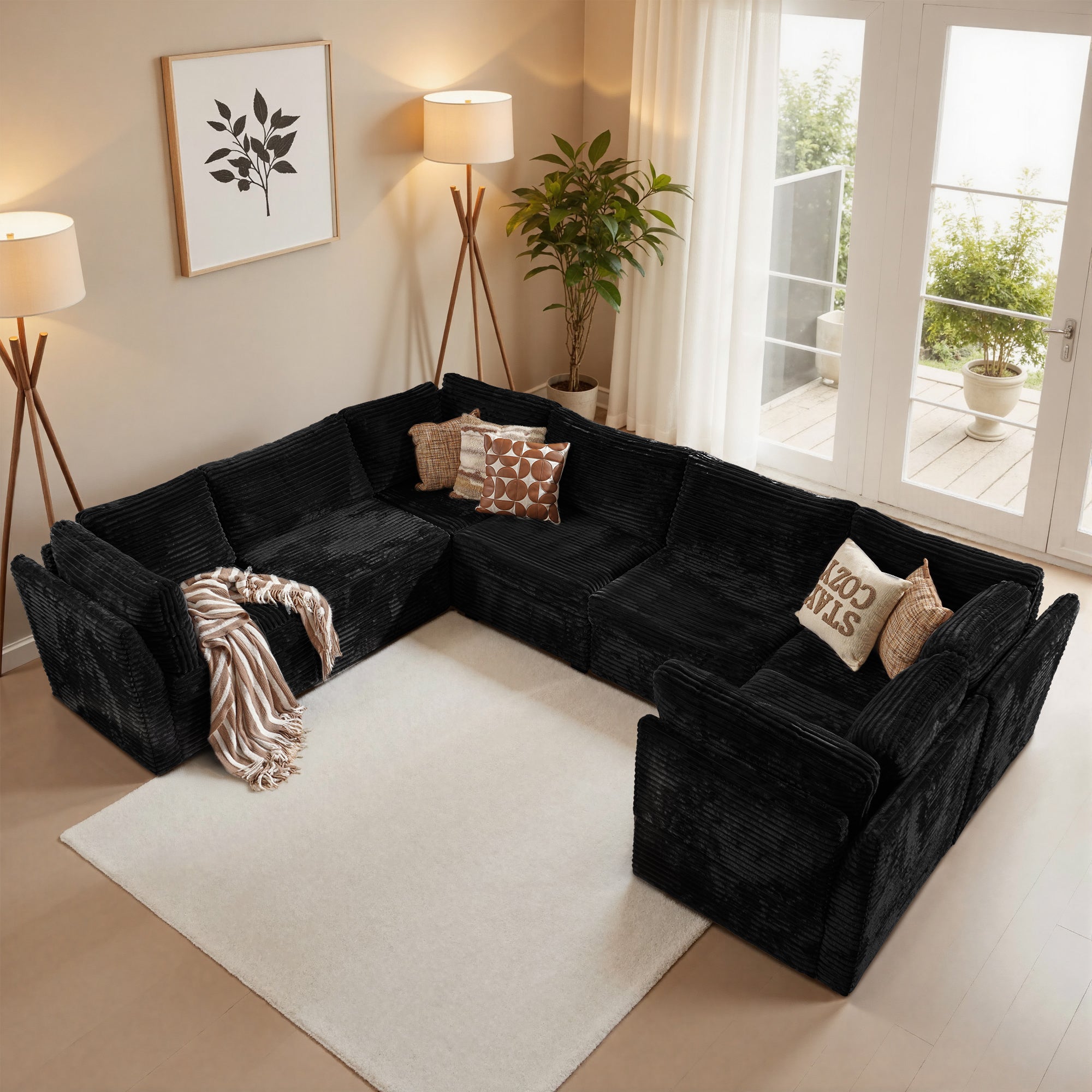 OVIOS Modular Sectional Sofa Couch with Oversized Chaise
