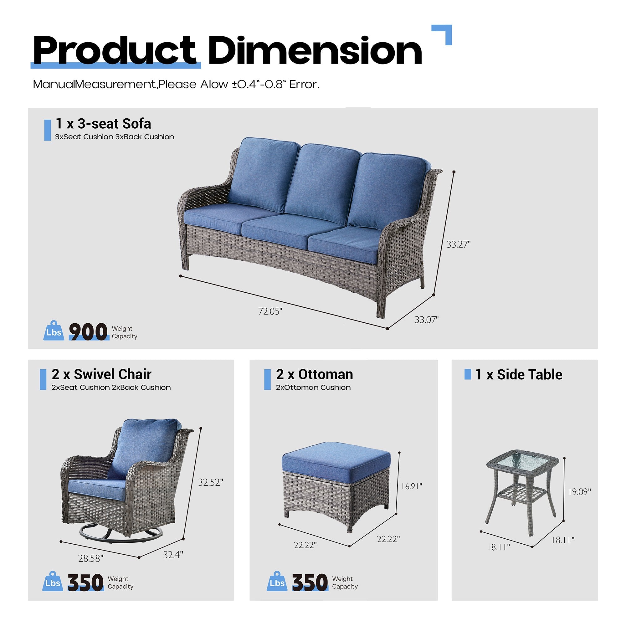 OVIOS Outdoor Wicker Patio Furniture Set