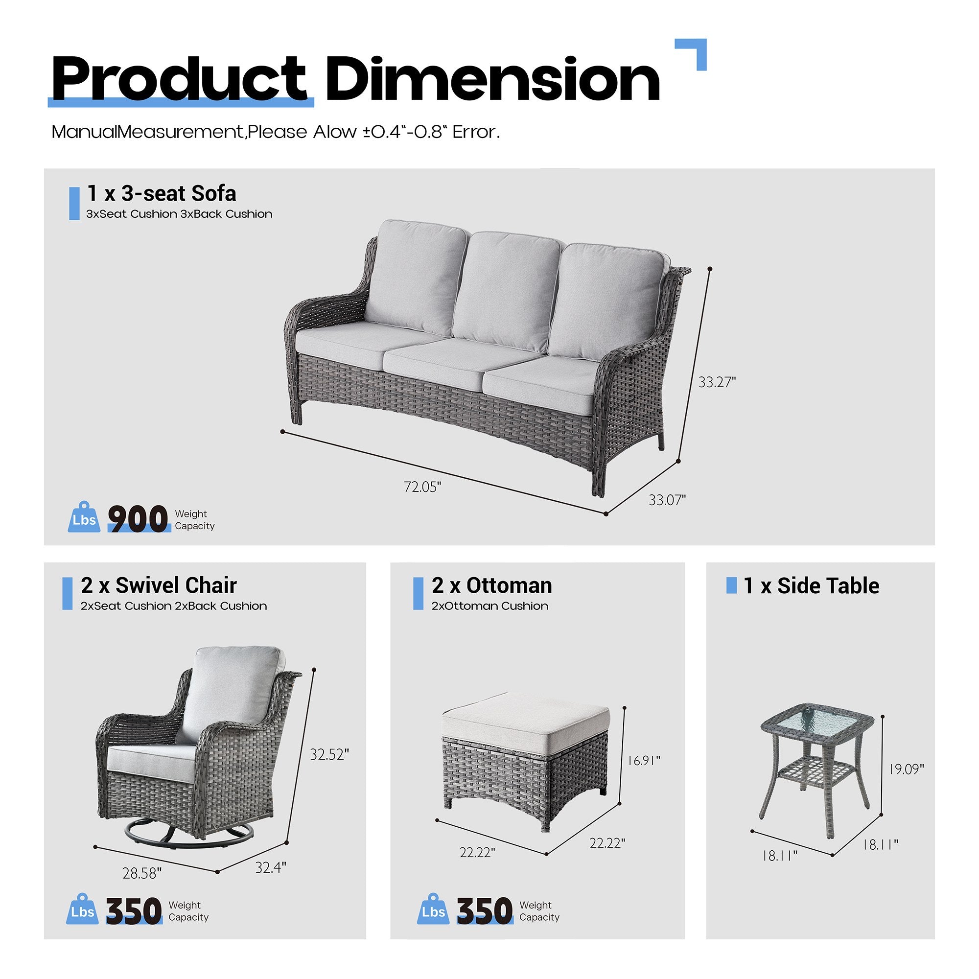OVIOS Outdoor Wicker Patio Furniture Set