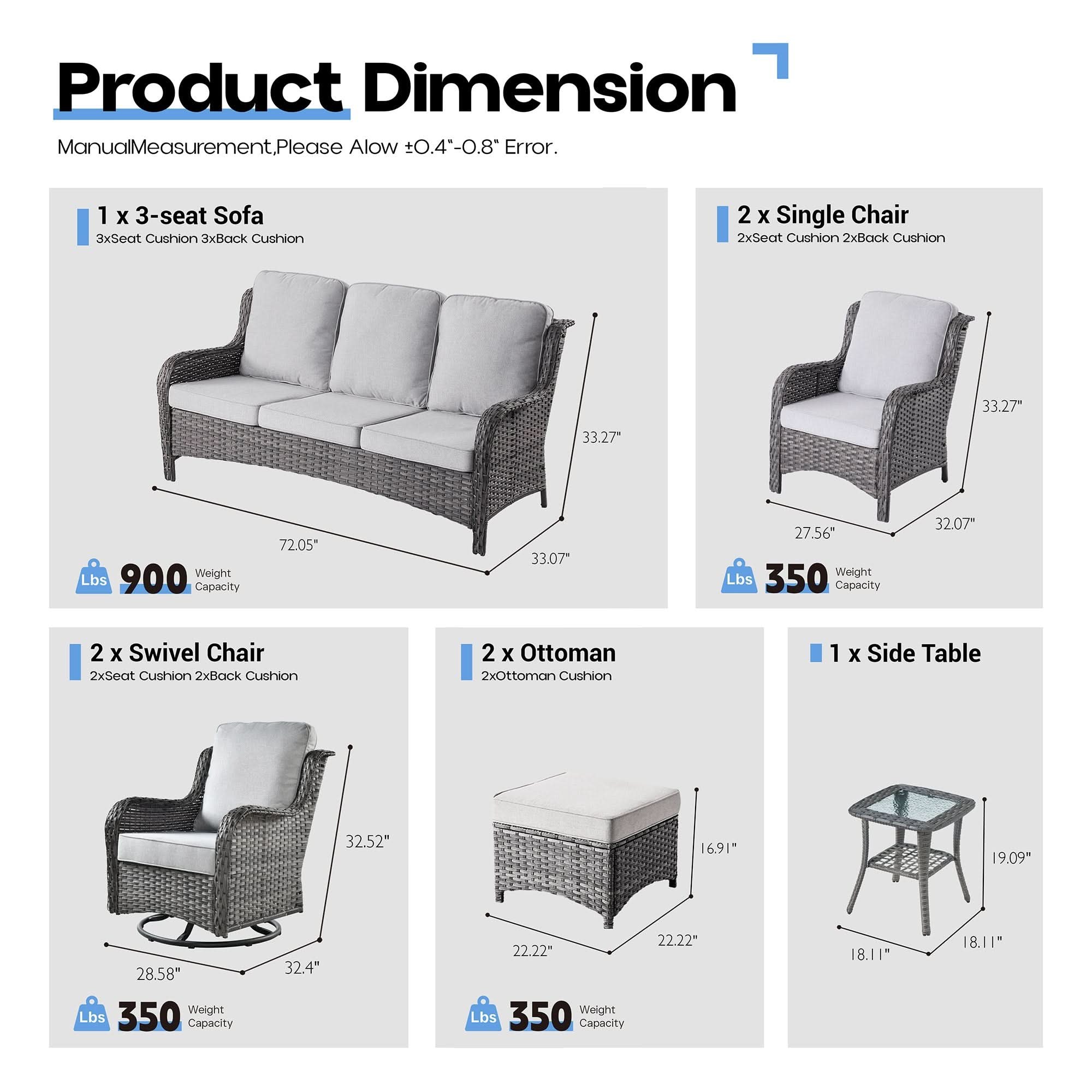 OVIOS Outdoor Wicker Patio Furniture Set