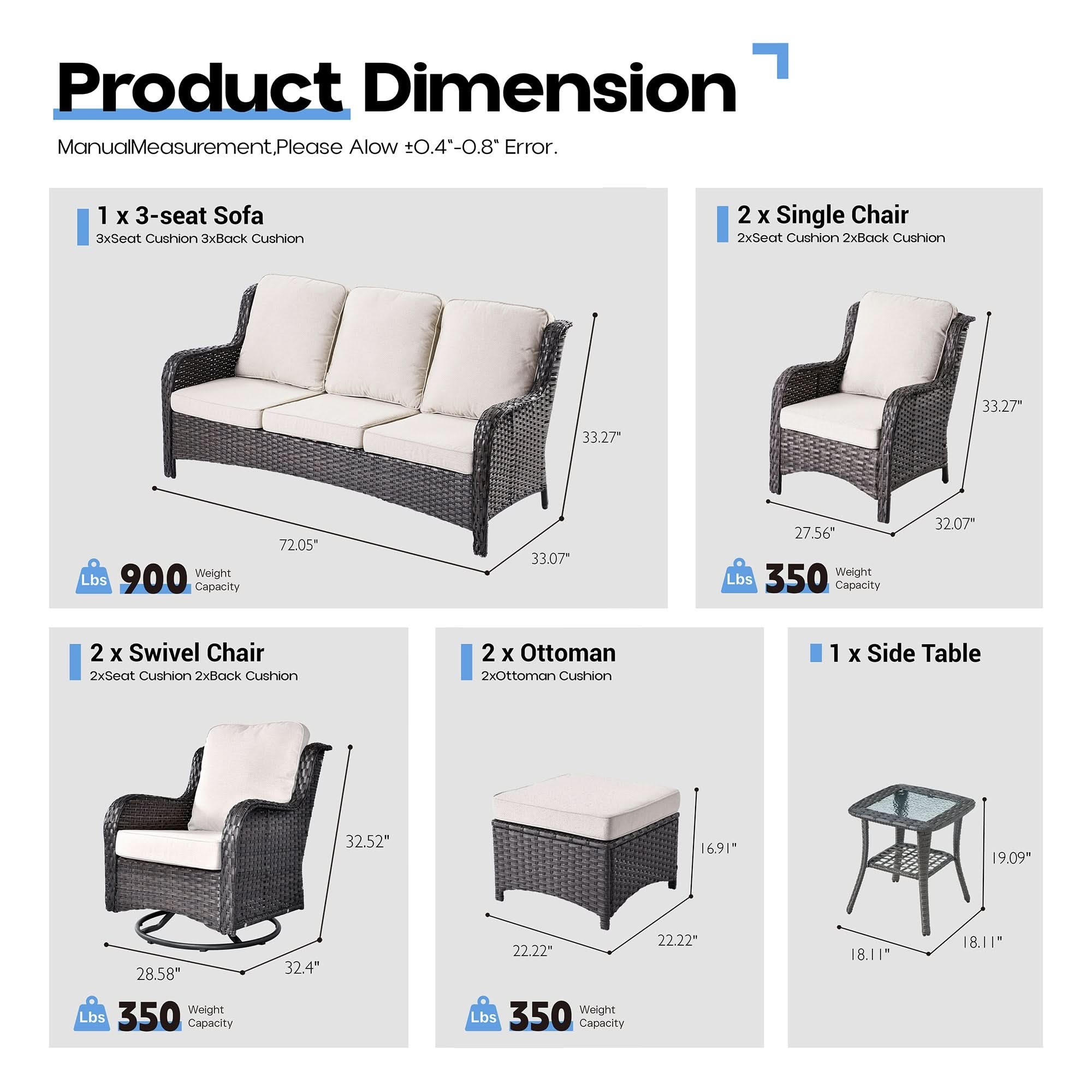 OVIOS Outdoor Wicker Patio Furniture Set