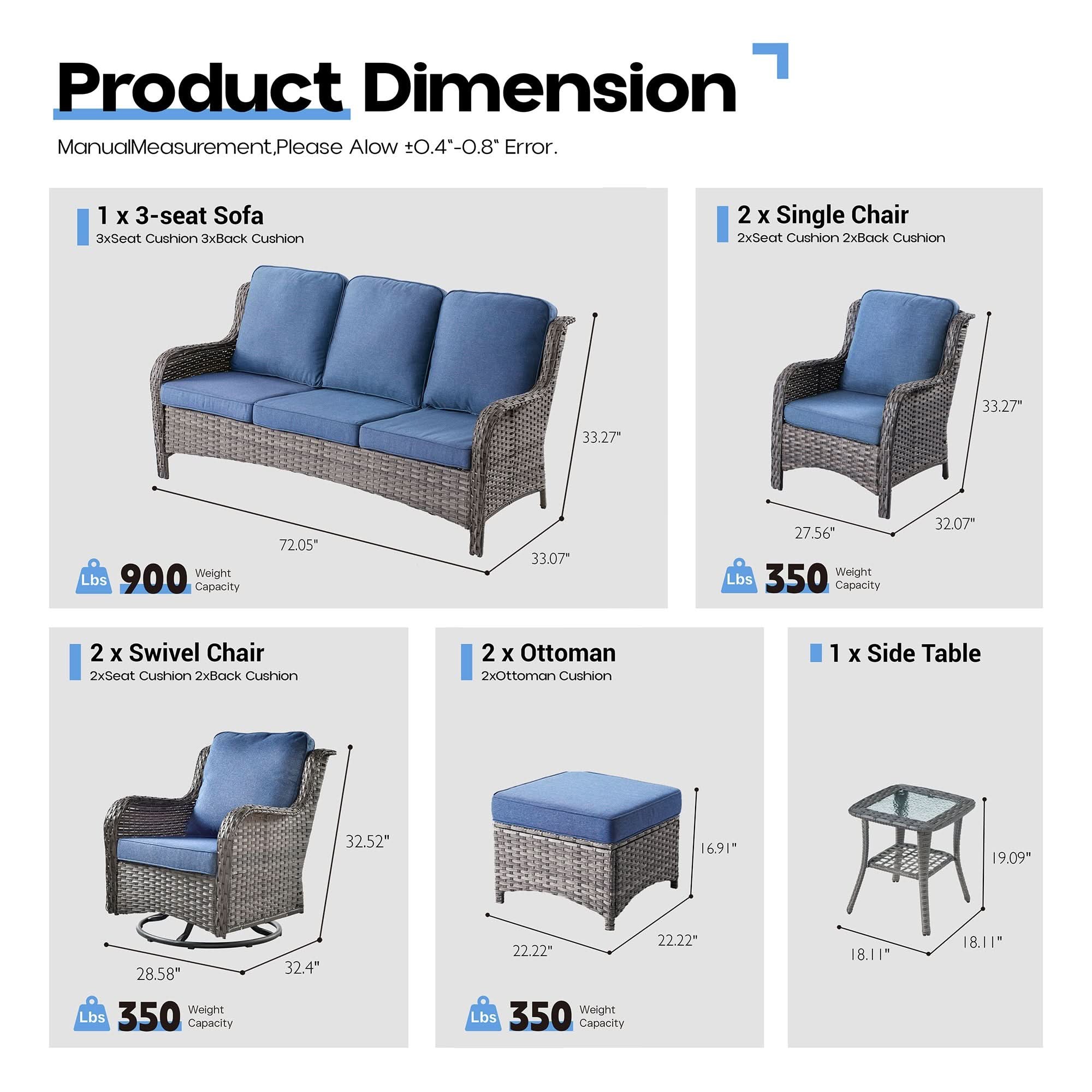 OVIOS Outdoor Wicker Patio Furniture Set