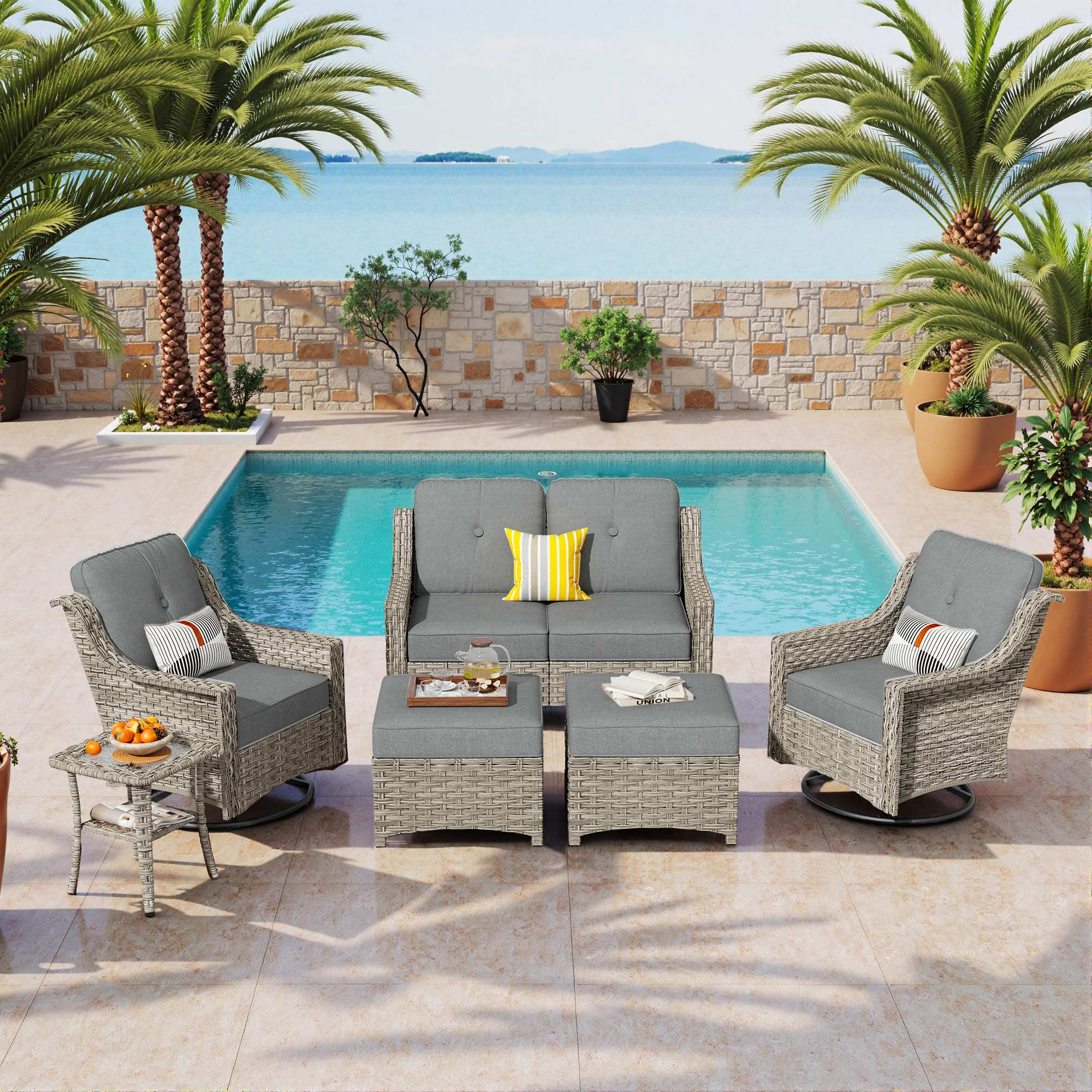 Ovios Conversation Set 5-Piece, PAD Series,Included Swivel Chair