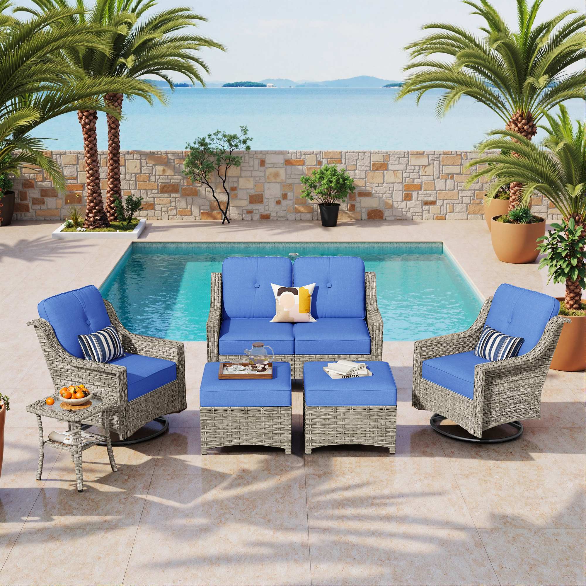 Ovios Conversation Set 5-Piece, PAD Series,Included Swivel Chair