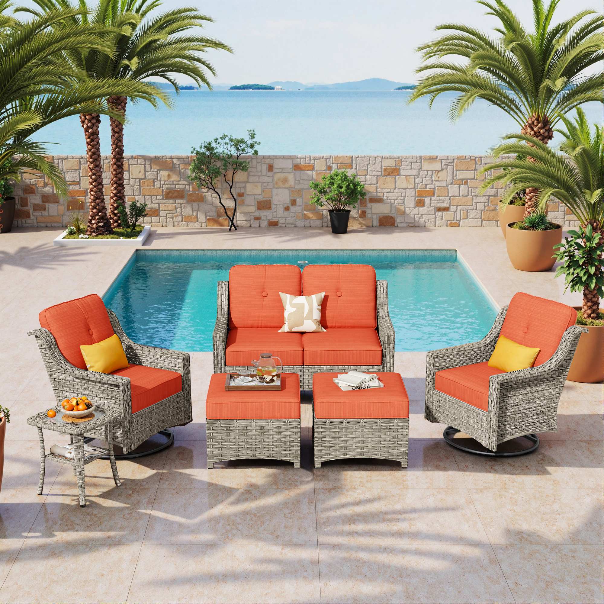 Ovios Conversation Set 5-Piece, PAD Series,Included Swivel Chair