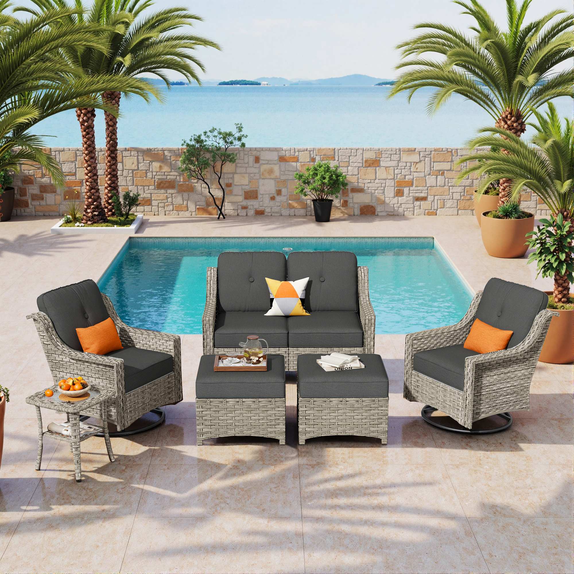 Ovios Conversation Set 5-Piece, PAD Series,Included Swivel Chair