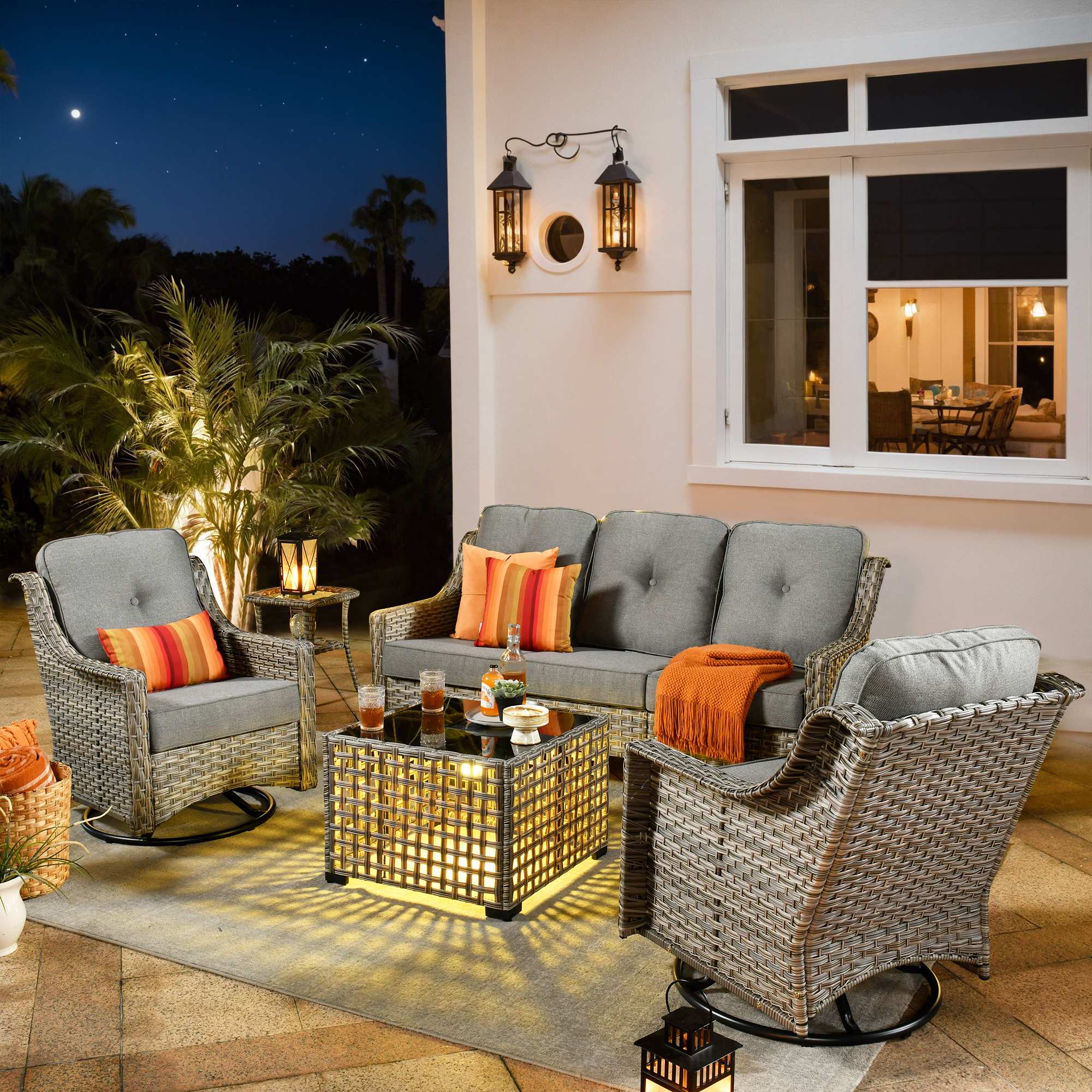 Ovios Conversation Set 5-Piece, PAD Series,Included Swivel Chair