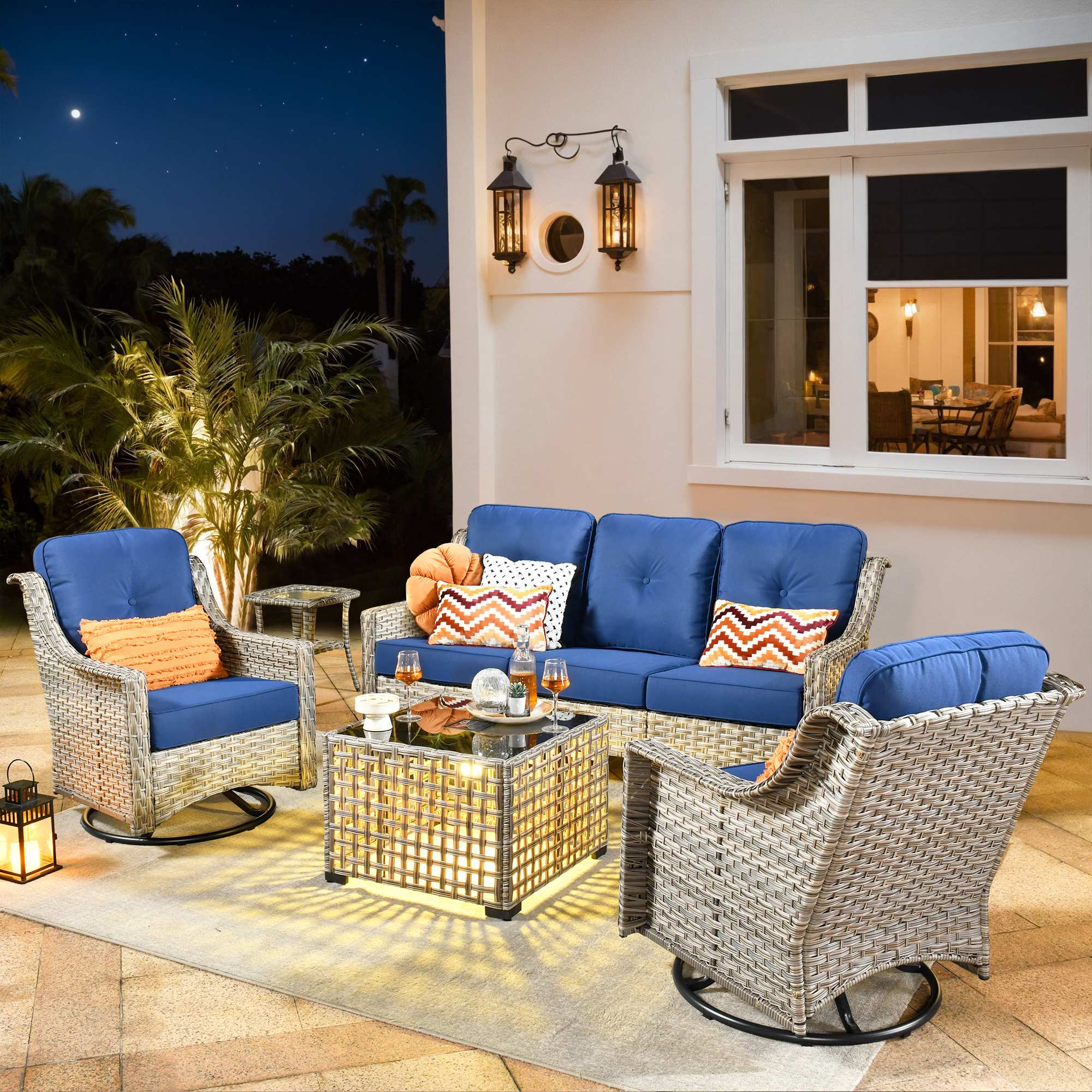 Ovios Conversation Set 5-Piece, PAD Series,Included Swivel Chair