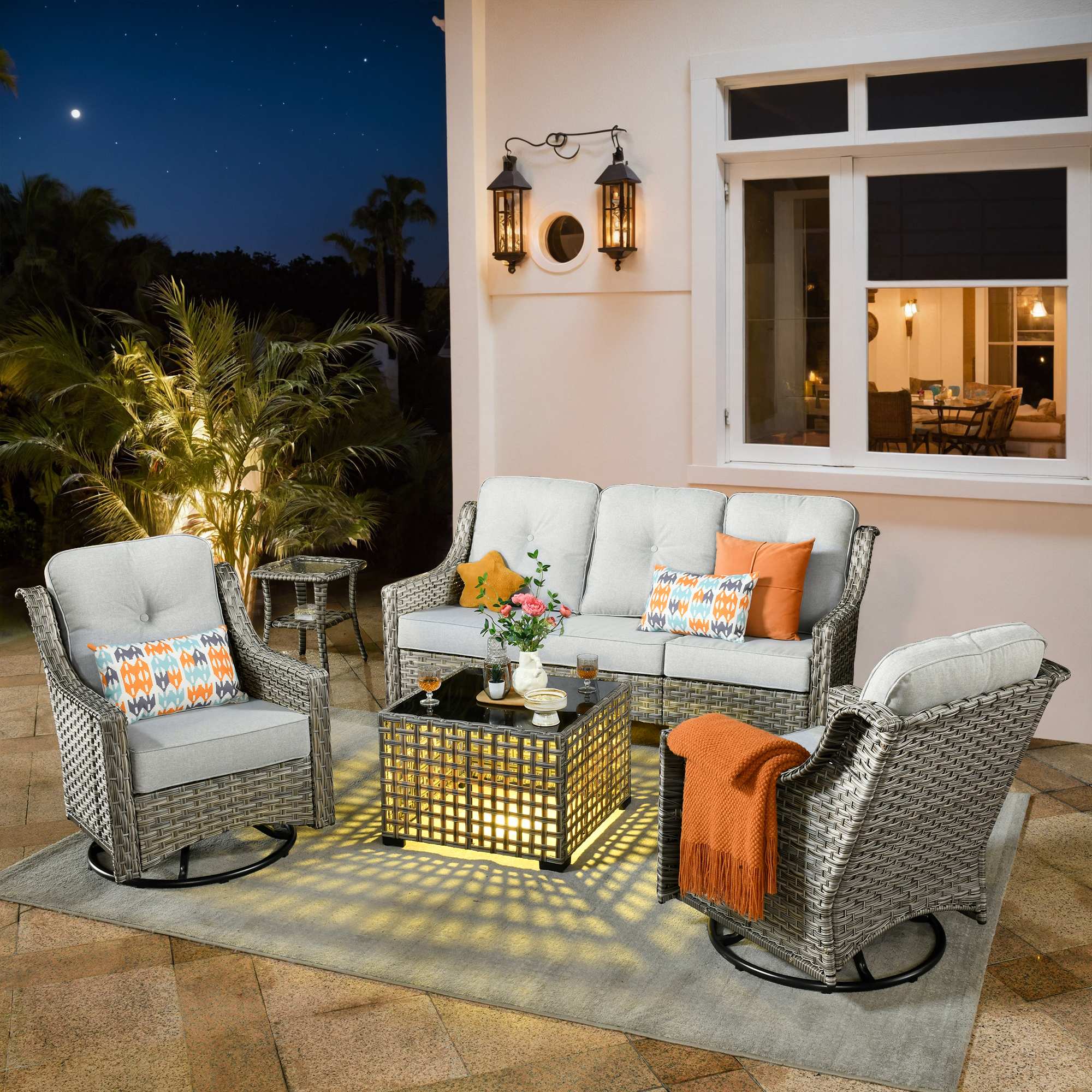 Ovios Conversation Set 5-Piece, PAD Series,Included Swivel Chair