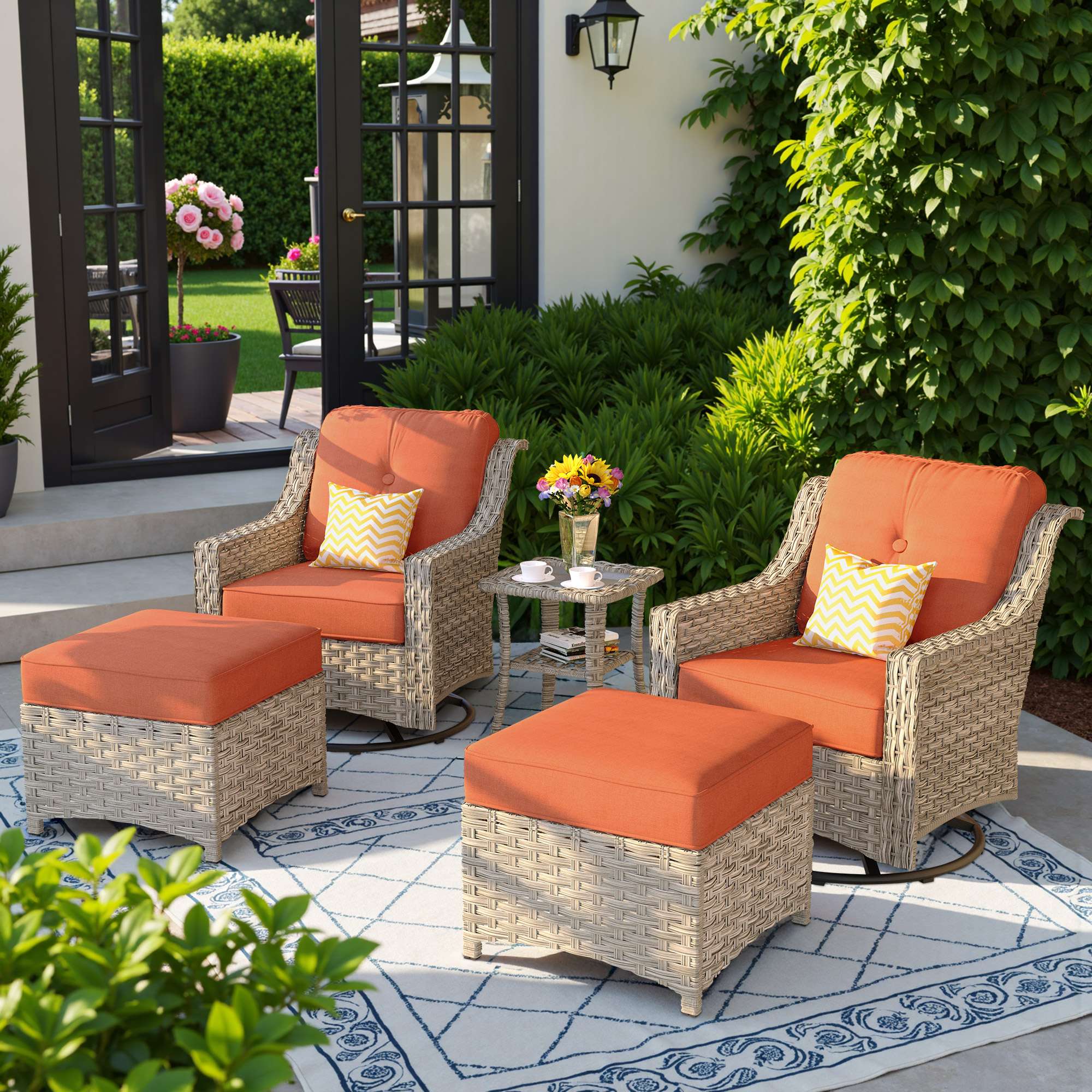 Ovios Conversation Set 5-Piece, PAD Series,Included Swivel Chair