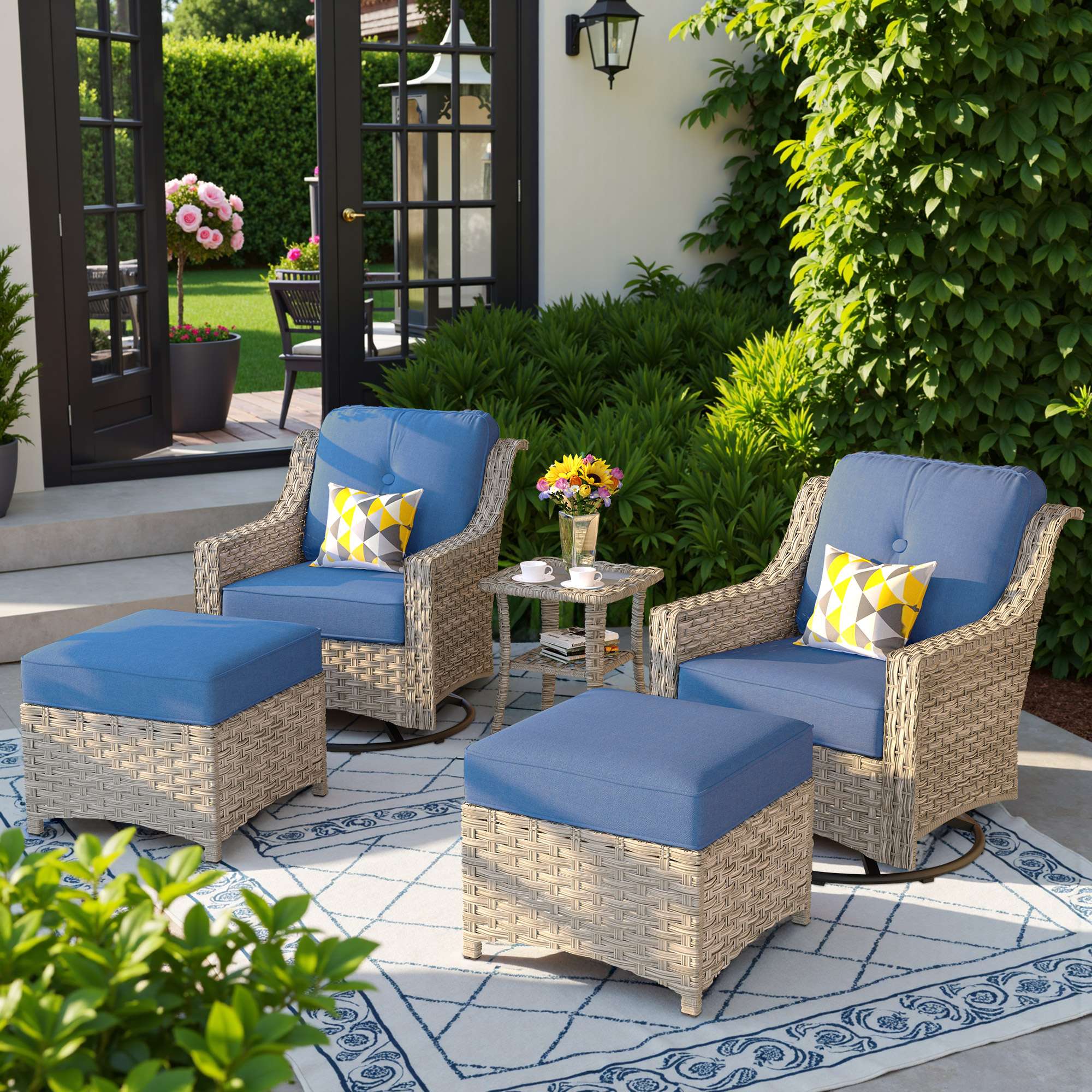 Ovios Conversation Set 5-Piece, PAD Series,Included Swivel Chair