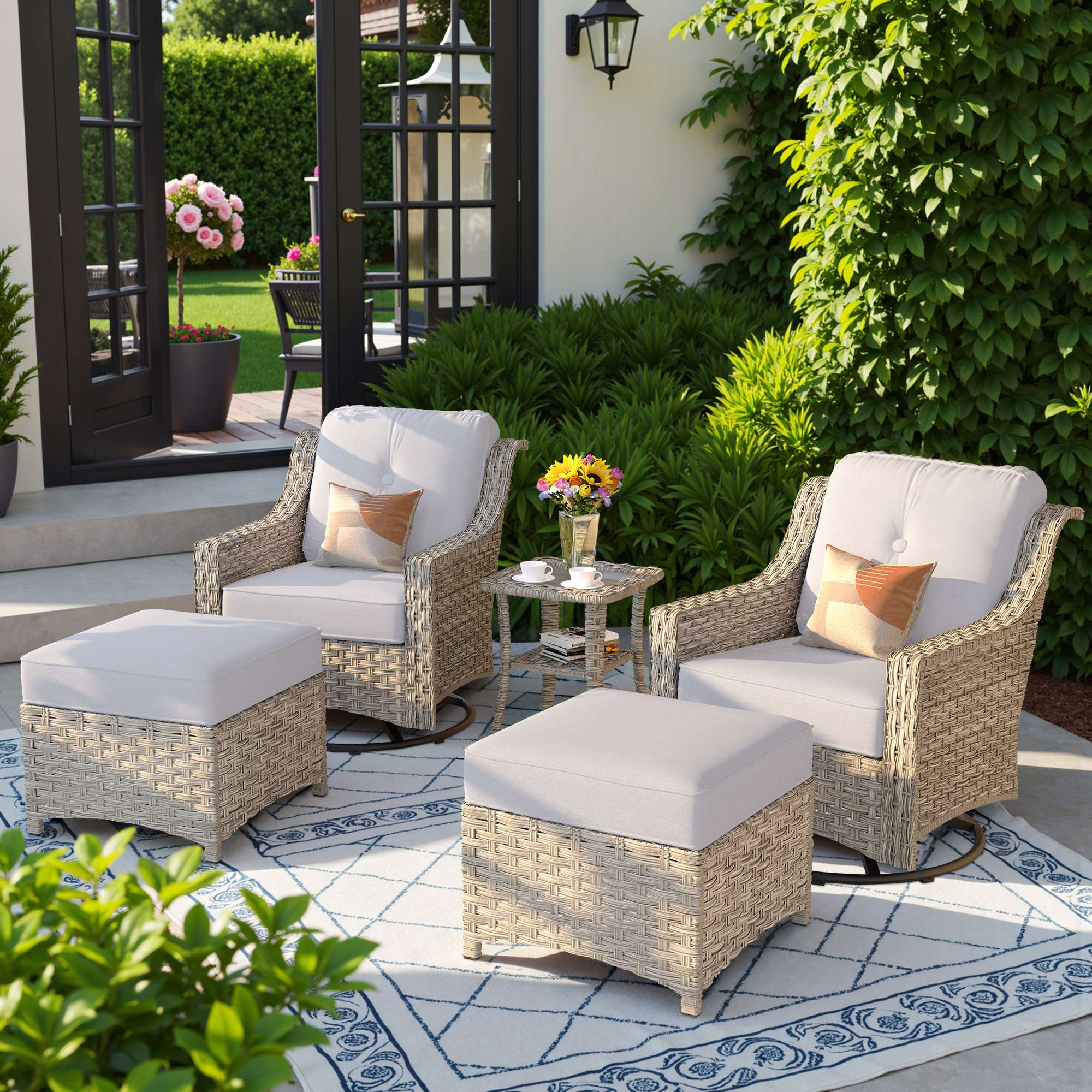 Ovios Conversation Set 5-Piece, PAD Series,Included Swivel Chair