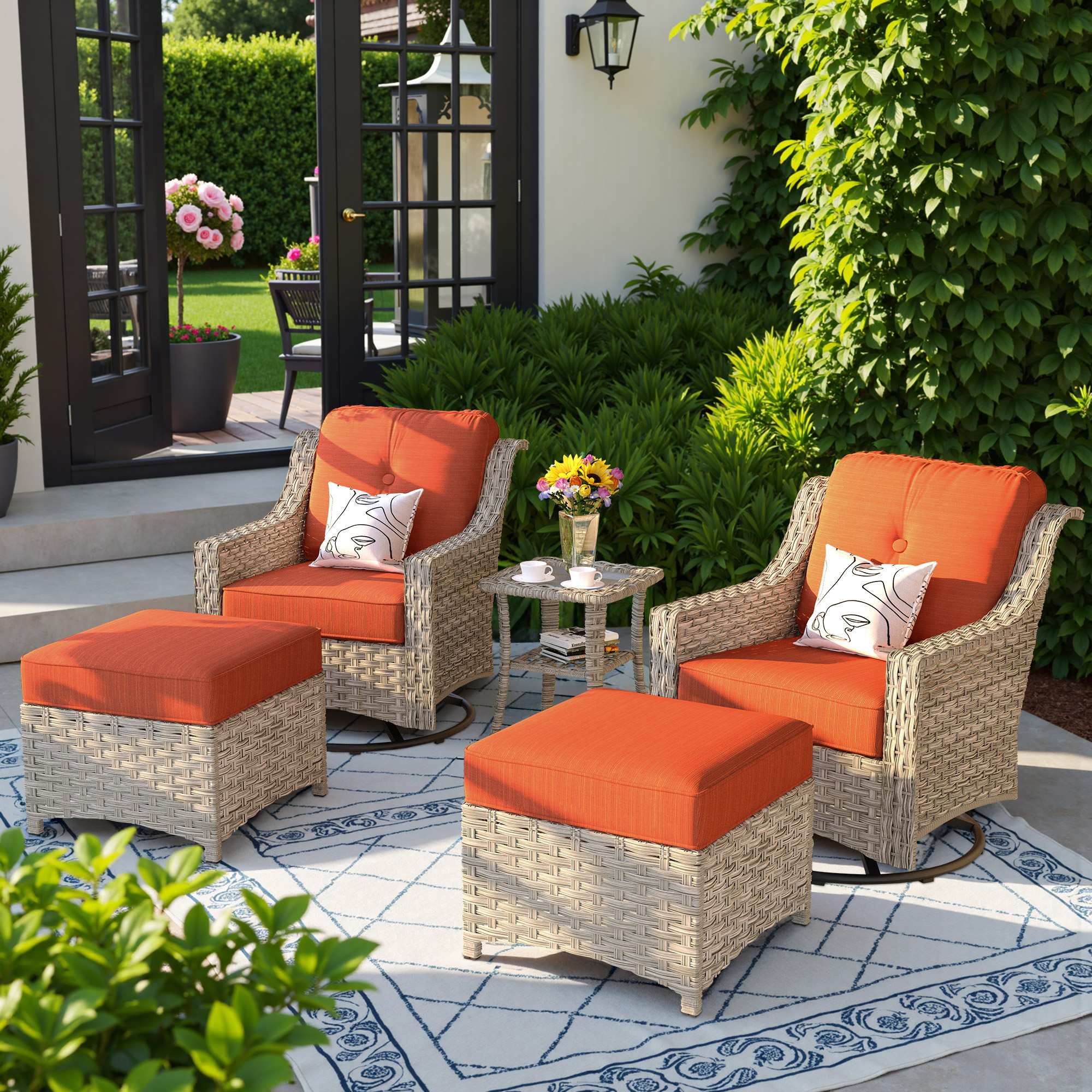 Ovios Conversation Set 5-Piece, PAD Series,Included Swivel Chair